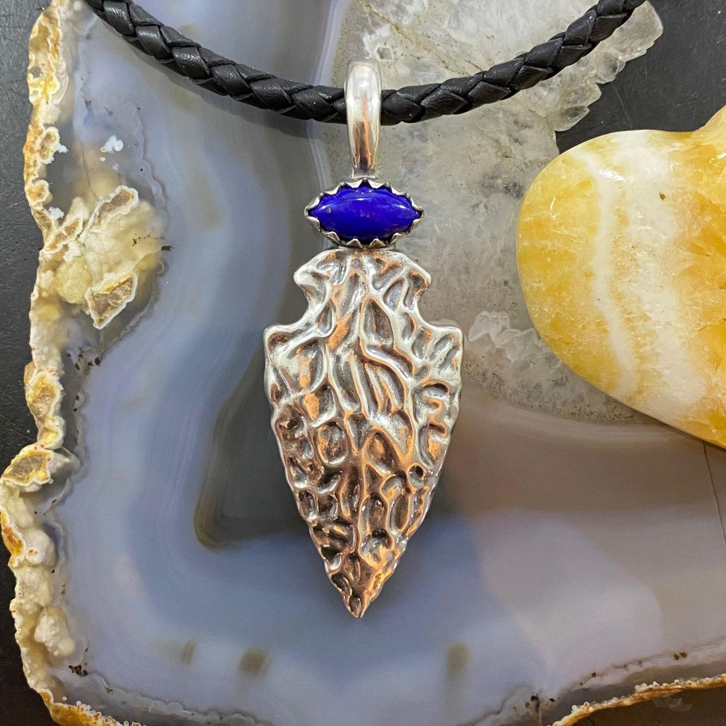 Carolyn Pollack Southwestern Style Sterling Silver Lapis Arrowhead Enhancer Pendant For Women