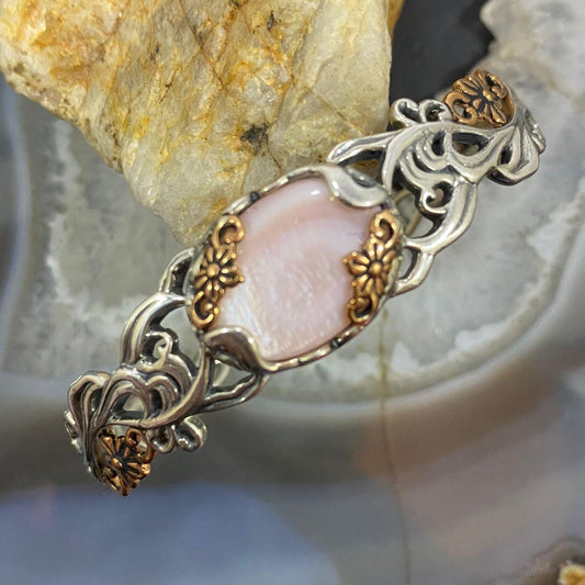 Carolyn Pollack Sterling Silver & Brass Oval Pink Mother of Pearl Decorated Bracelet For Women