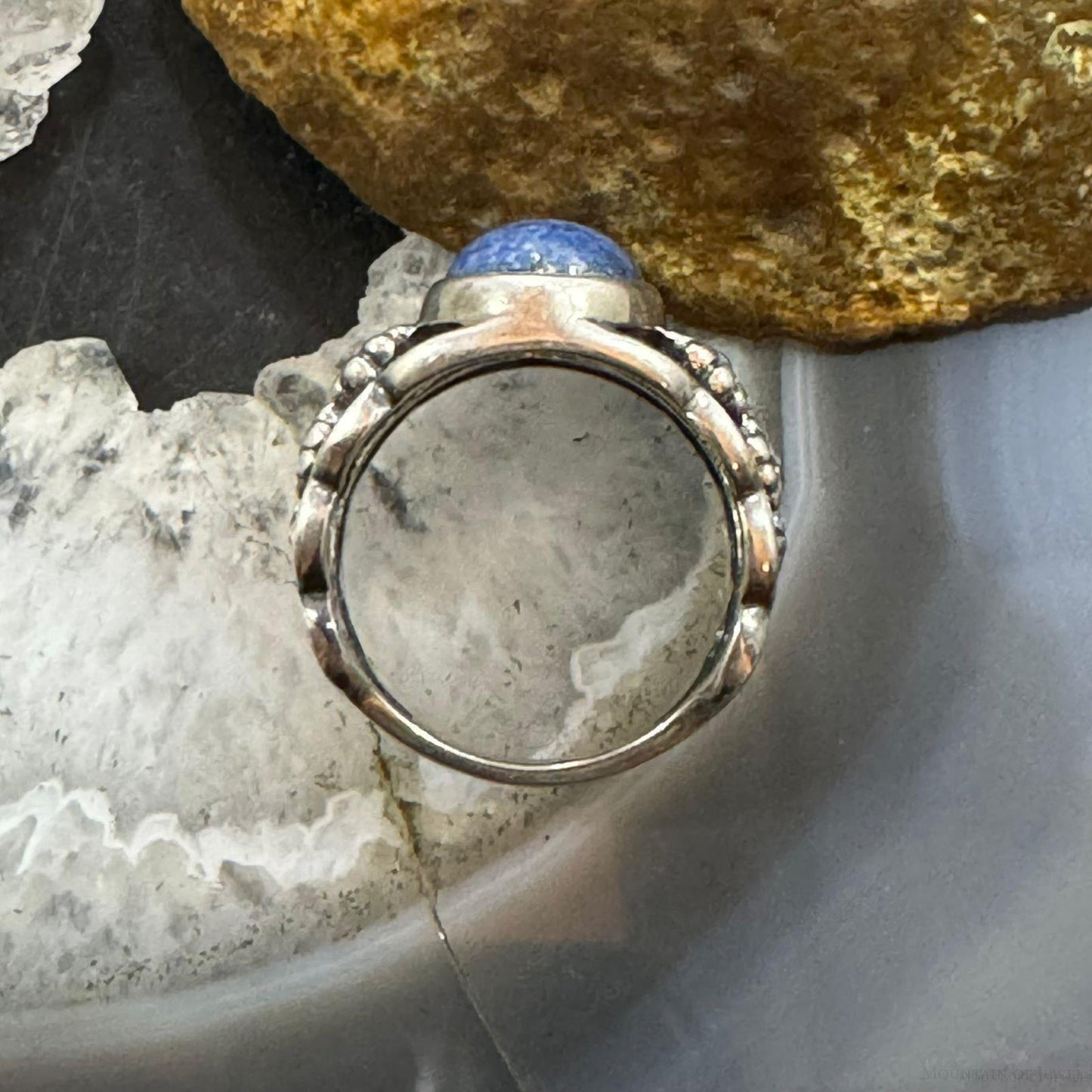 Carolyn Pollack Sterling Silver Oval Denim Lapis Decorated Ring For Women
