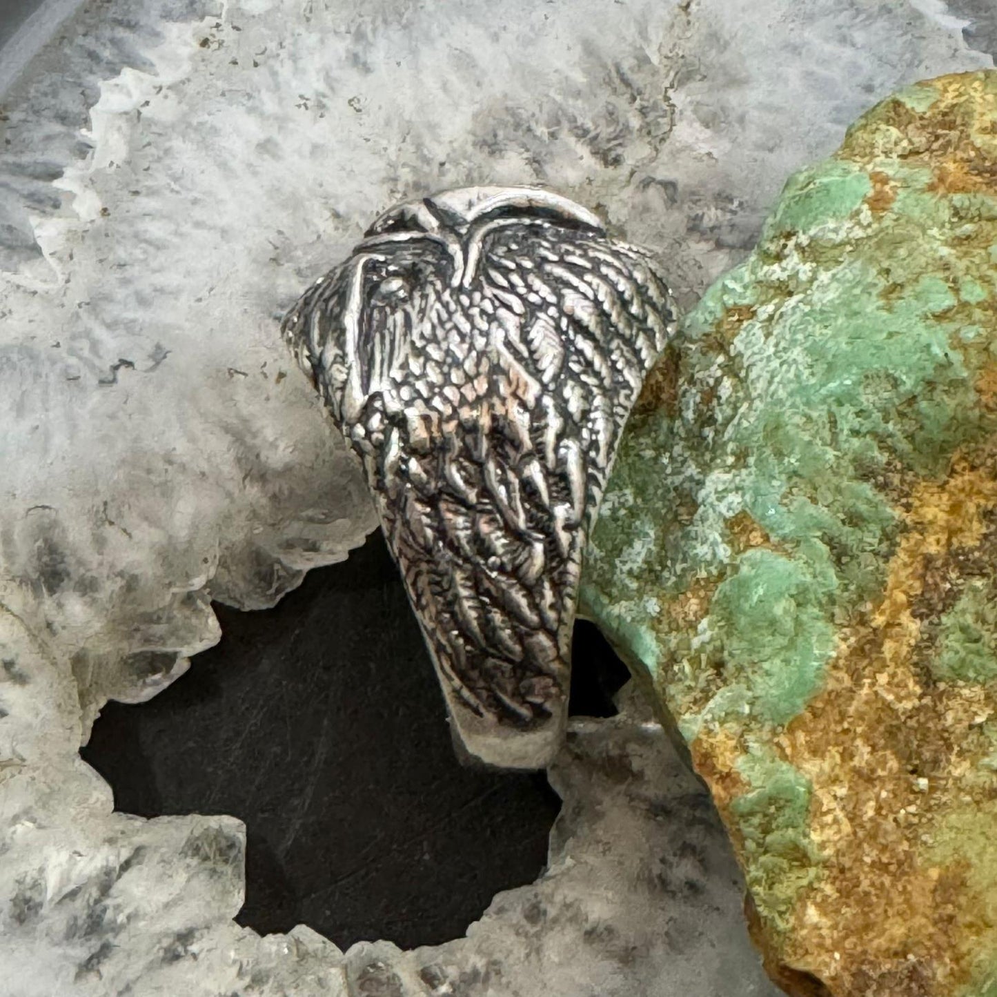 Carolyn Pollack Sterling Silver Engraved Eagle Head Various Sizes Ring For Men