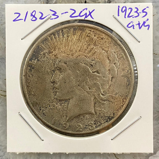 1923-S $1 US Peace Silver Dollar Coin G-VG #21823-2GX