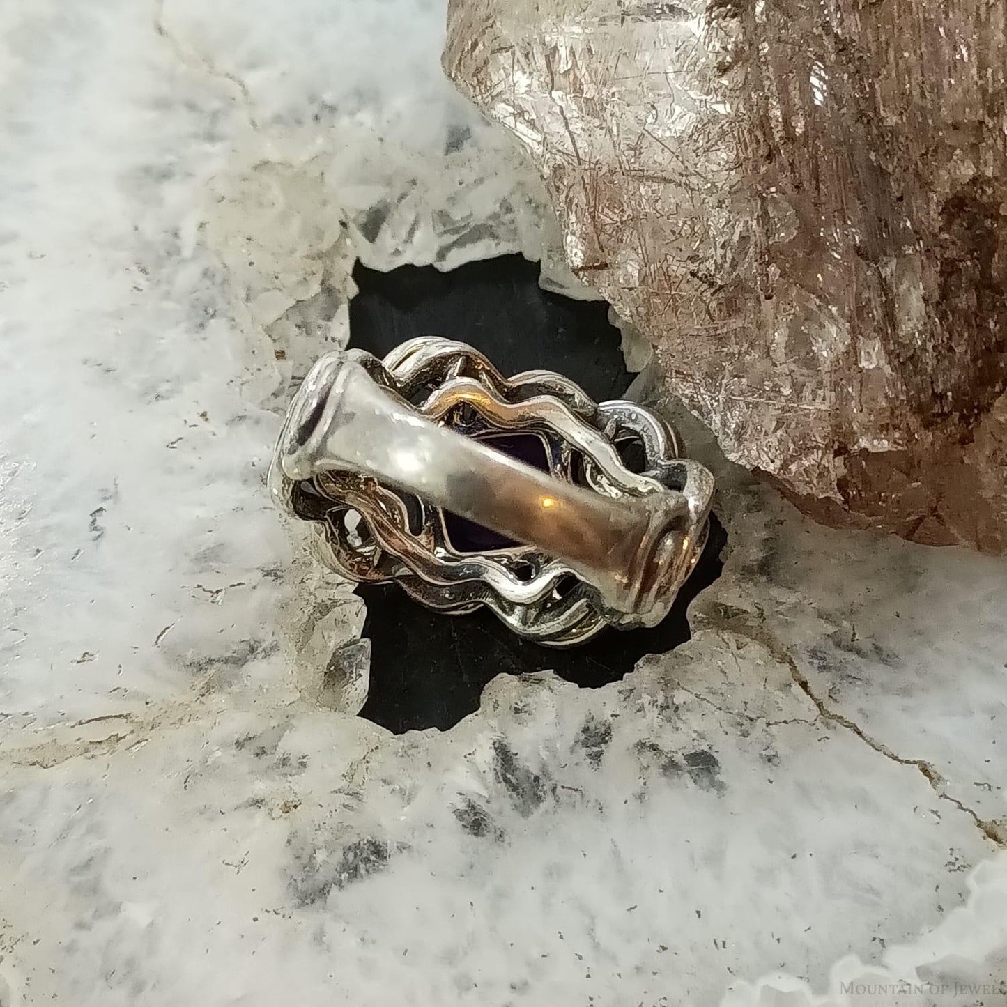 Carolyn Pollack Sterling Silver Rounded Diamond Shape Amethyst Ring Size 8.25 For Women