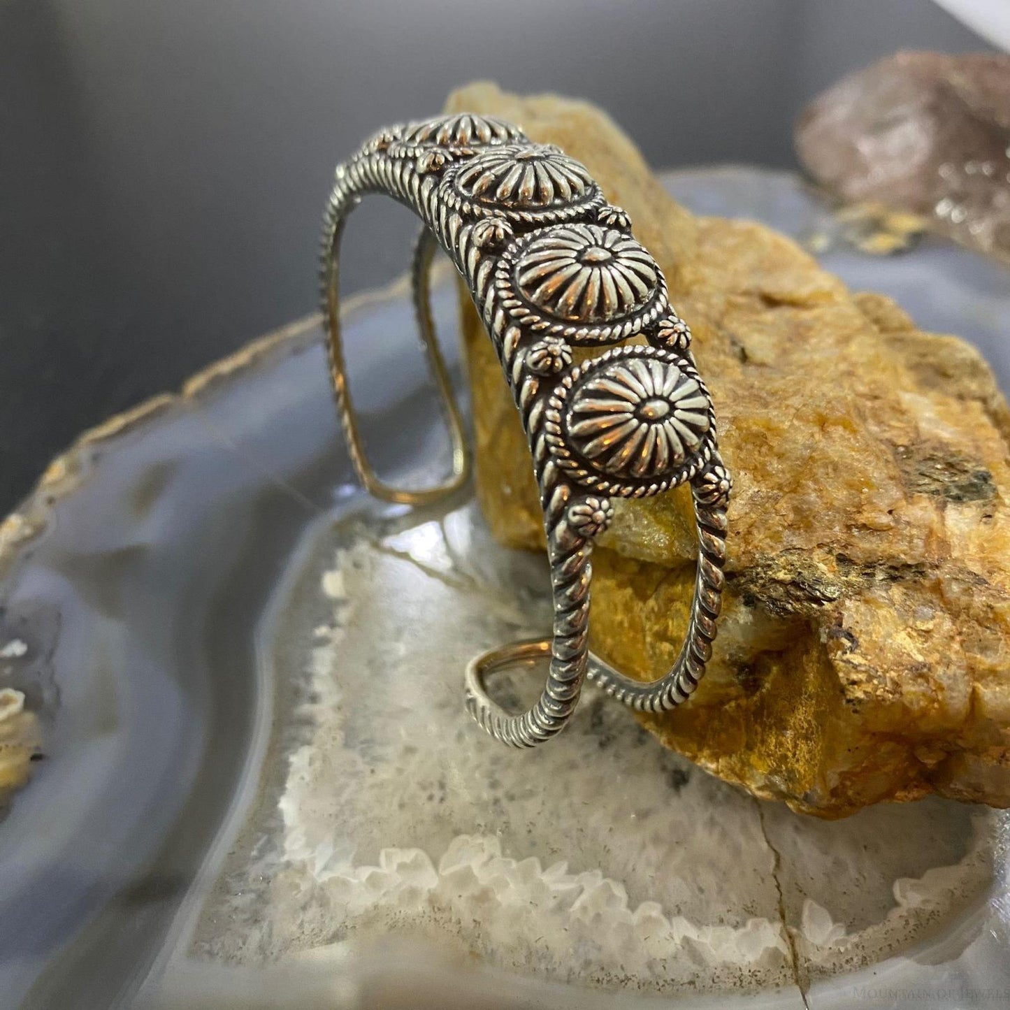 Carolyn Pollack Sterling Silver Single Row Conchos Decorated Bracelet For Women