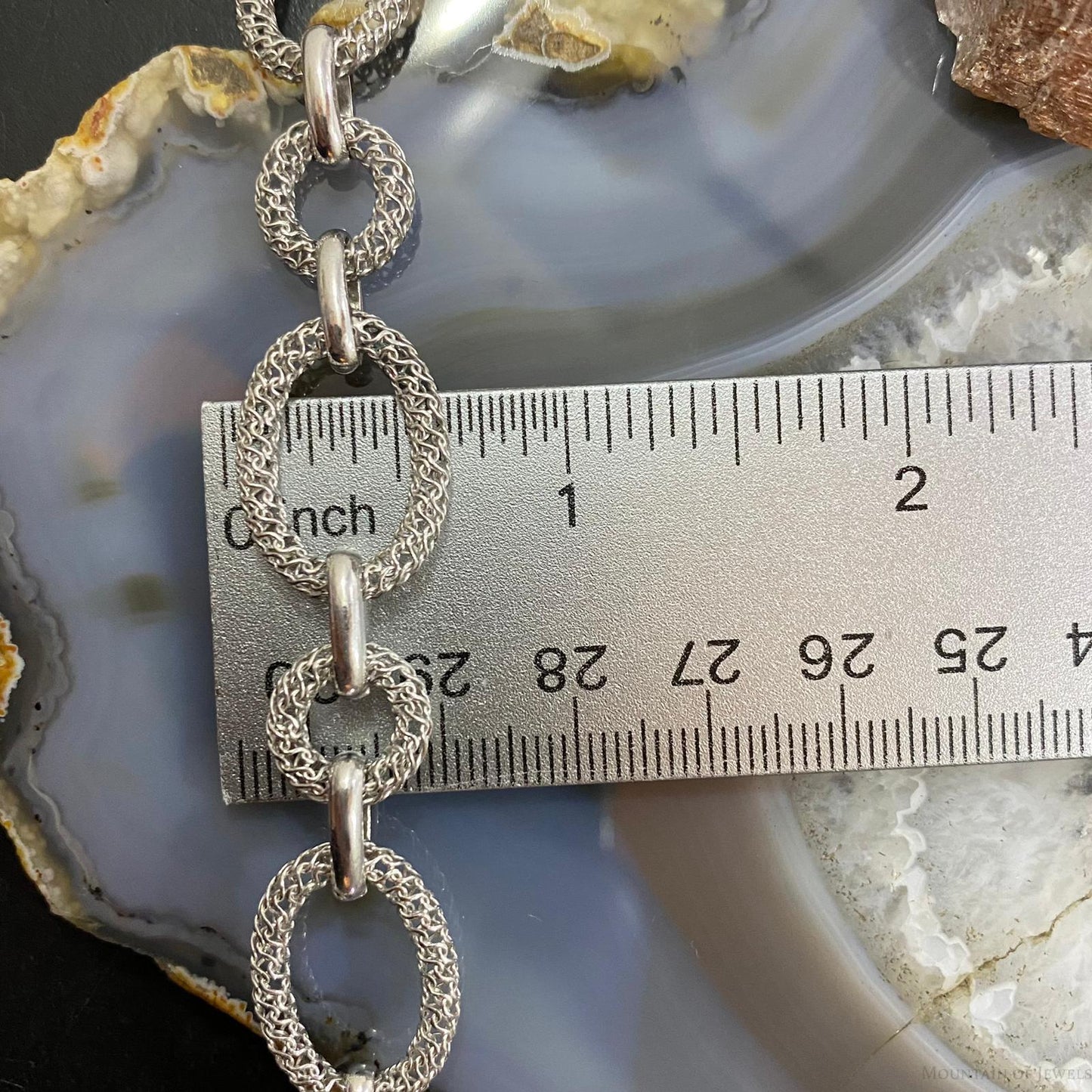 Sterling Silver Spring Clasp Italian Fashion Mesh 7" Link Bracelet For Women