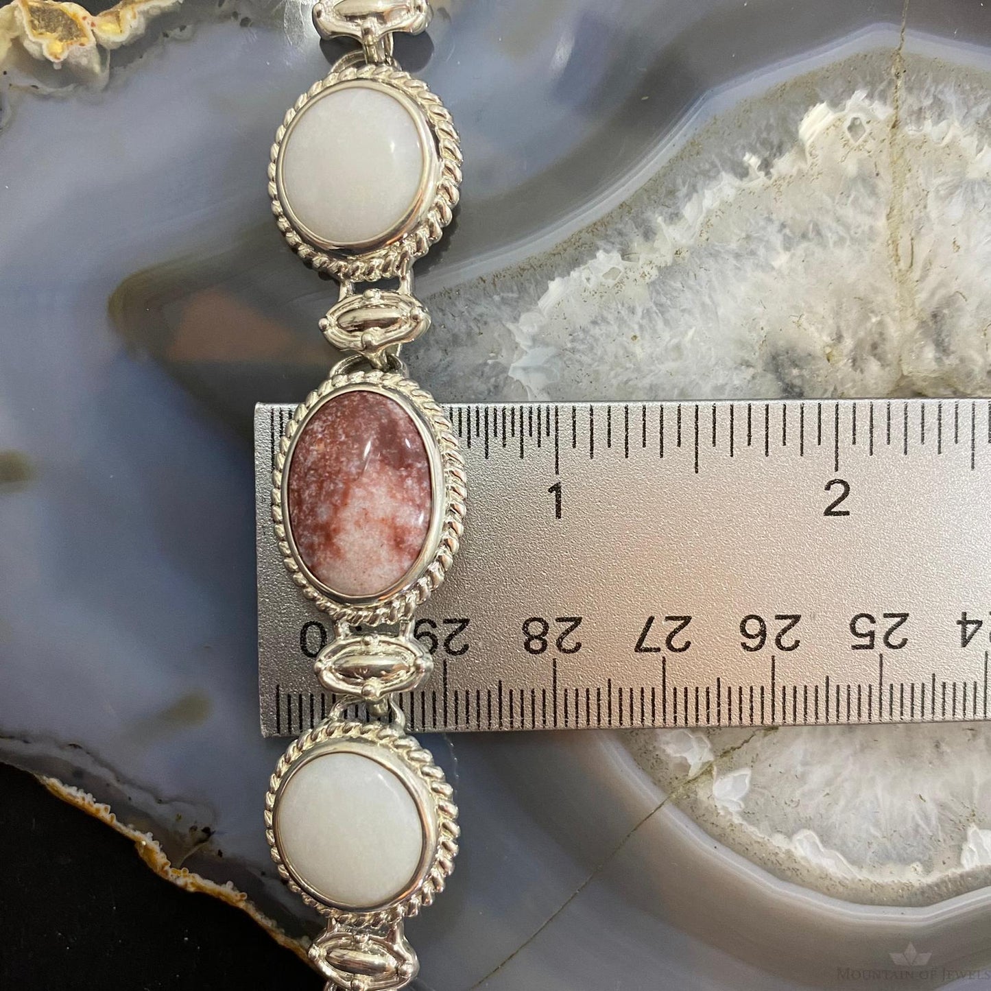 Carolyn Pollack Sterling Silver Wild Horse & White Agate Link Bracelet For Women