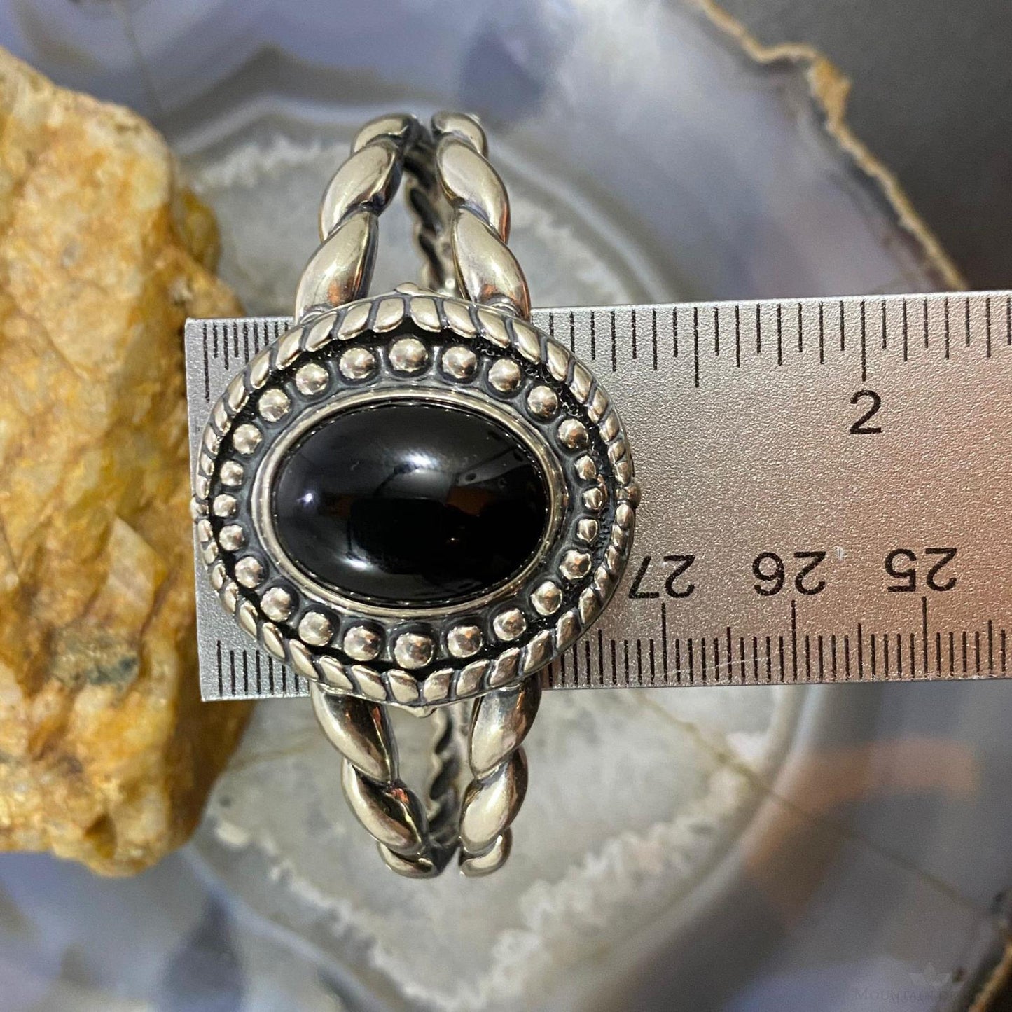Carolyn Pollack Sterling Silver Large Oval Onyx Decorated Bracelet For Women