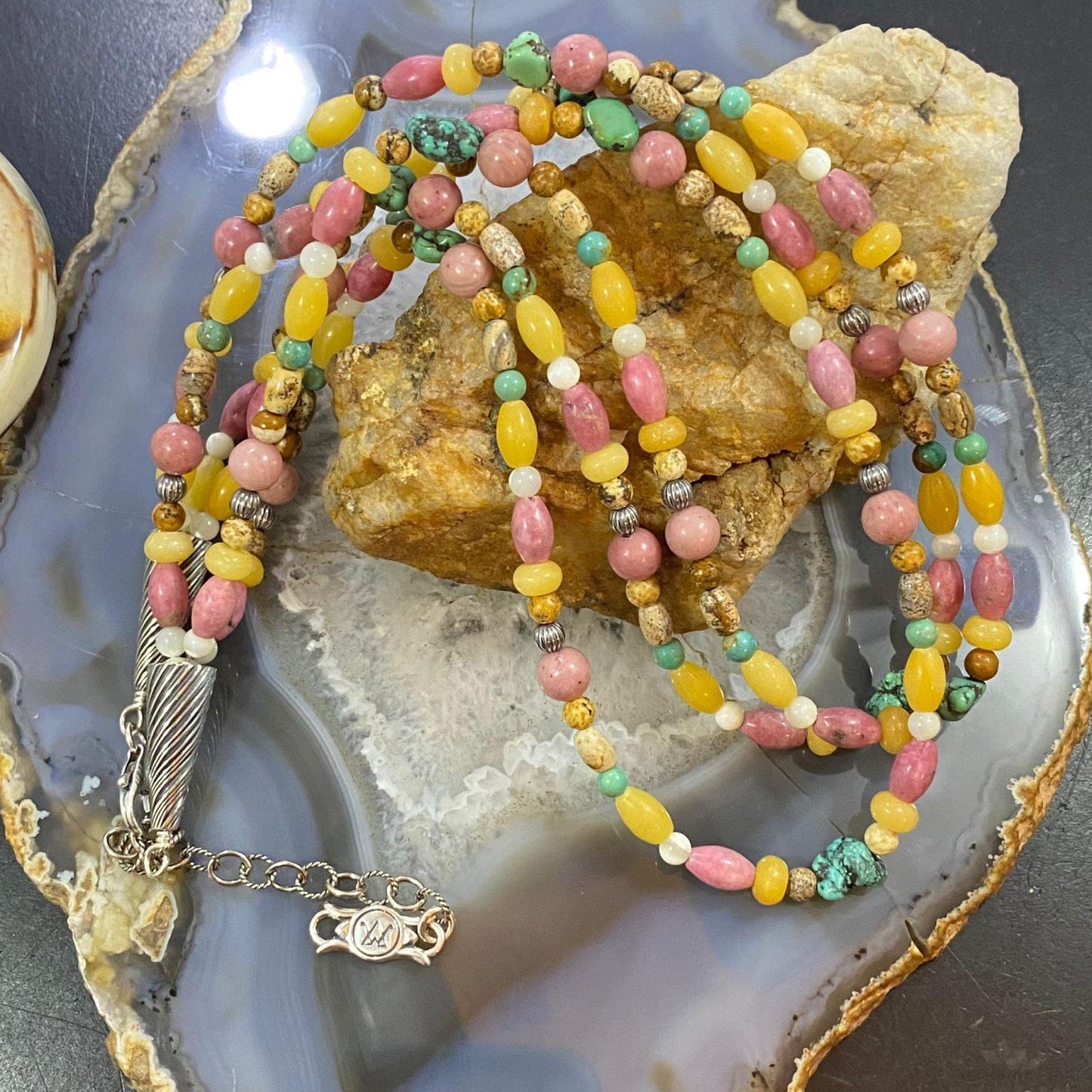 Carolyn Pollack Sterling Silver 3-Strand Multi Gemstone Bead Necklace For Women