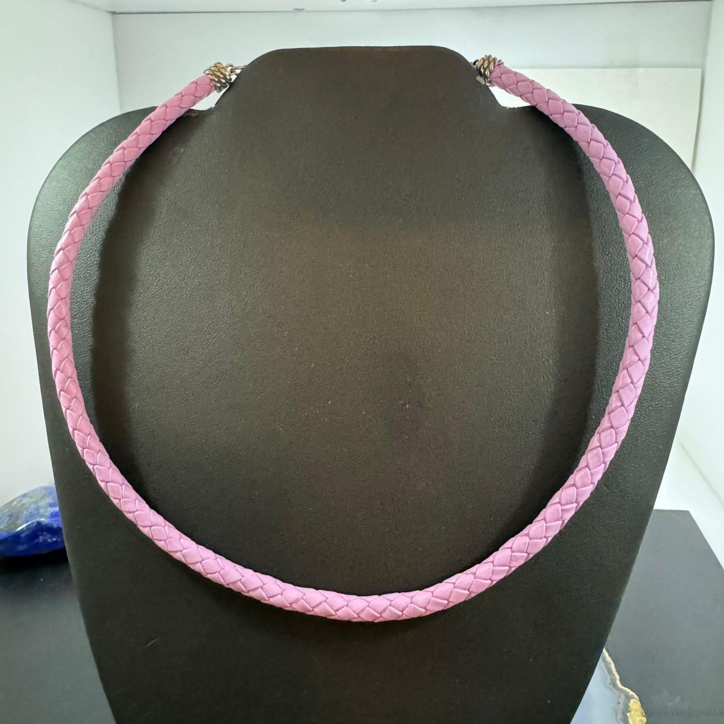 Carolyn Pollack Lilac Braided Leather Lobster Clasp Adjustable Unisex Necklace