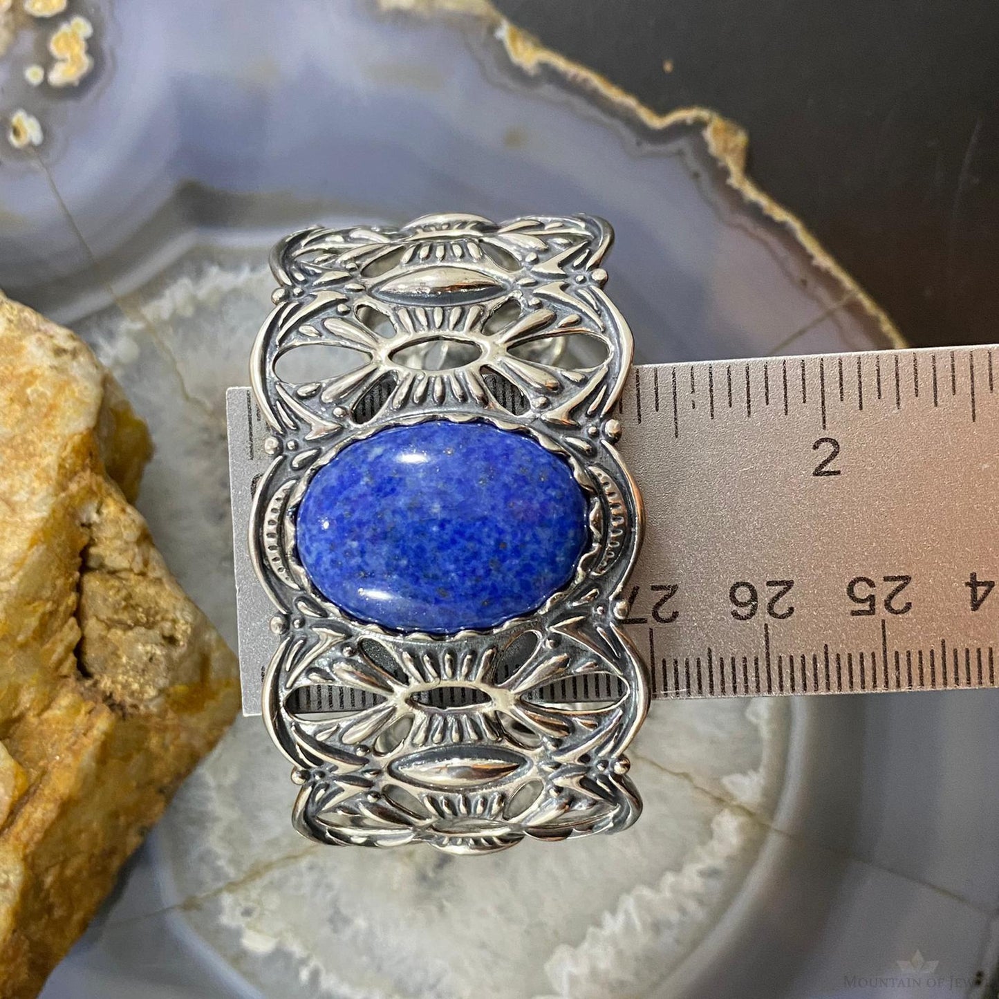 Carolyn Pollack Vintage Southwestern Style Sterling Silver Oval Denim Lapis Bracelet For Women
