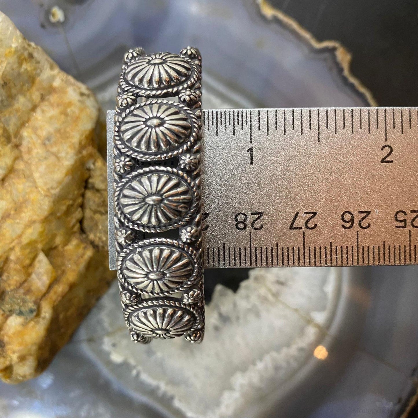 Carolyn Pollack Sterling Silver Single Row Conchos Decorated Bracelet For Women