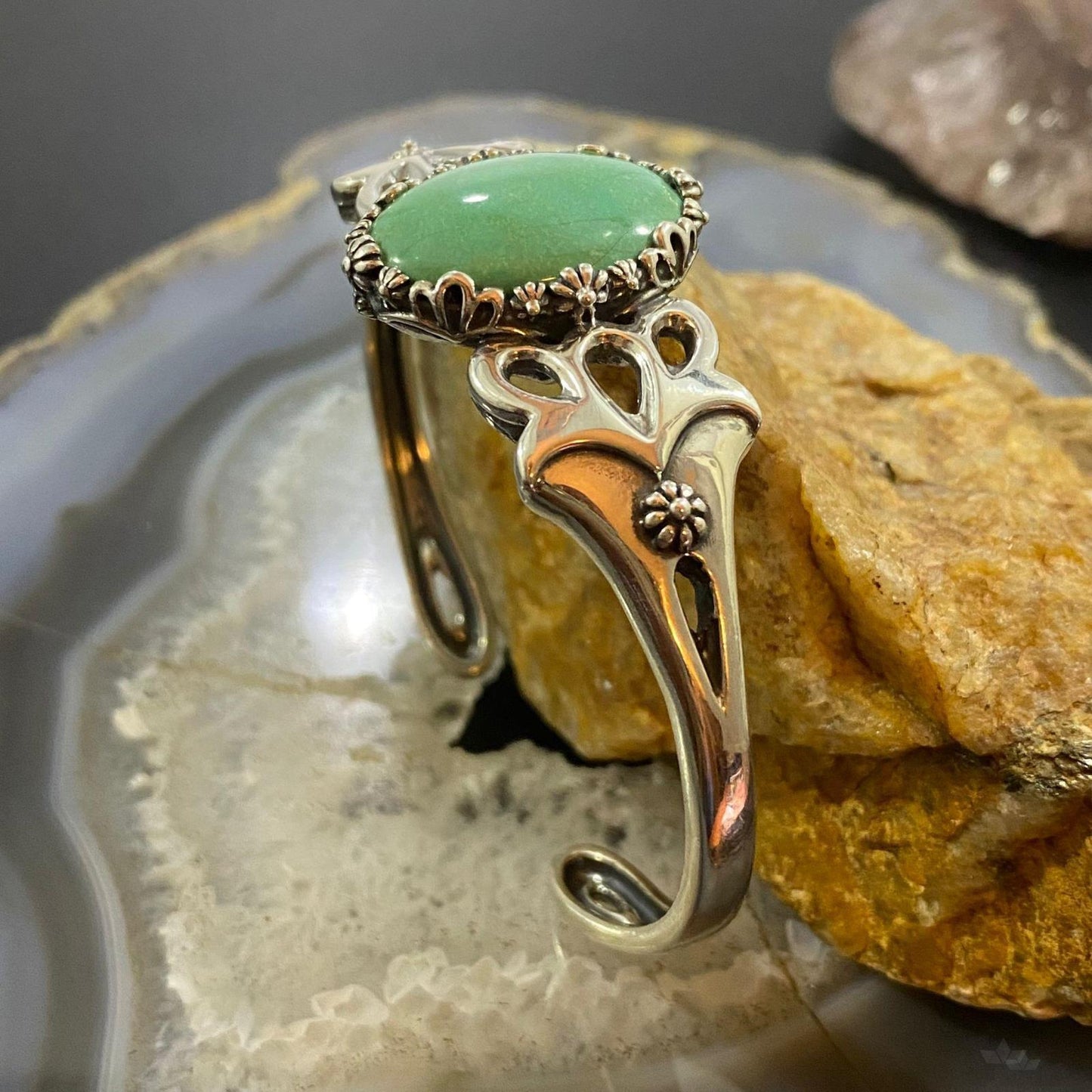 Carolyn Pollack Sterling Silver Oval Turquoise Decorated Bracelet For Women