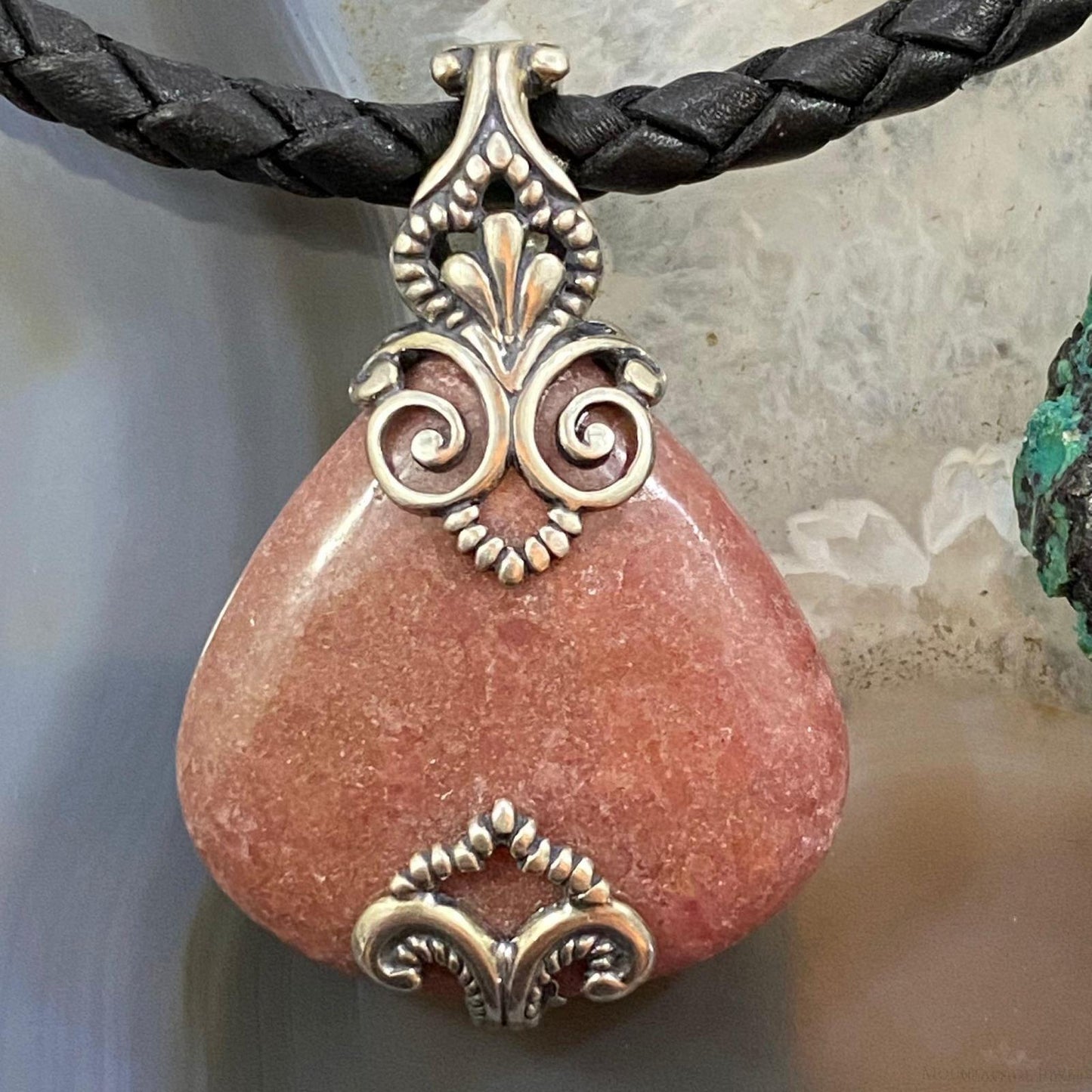 Carolyn Pollack Sterling Silver Decorated Rhodonite Enhancer Pendant For Women