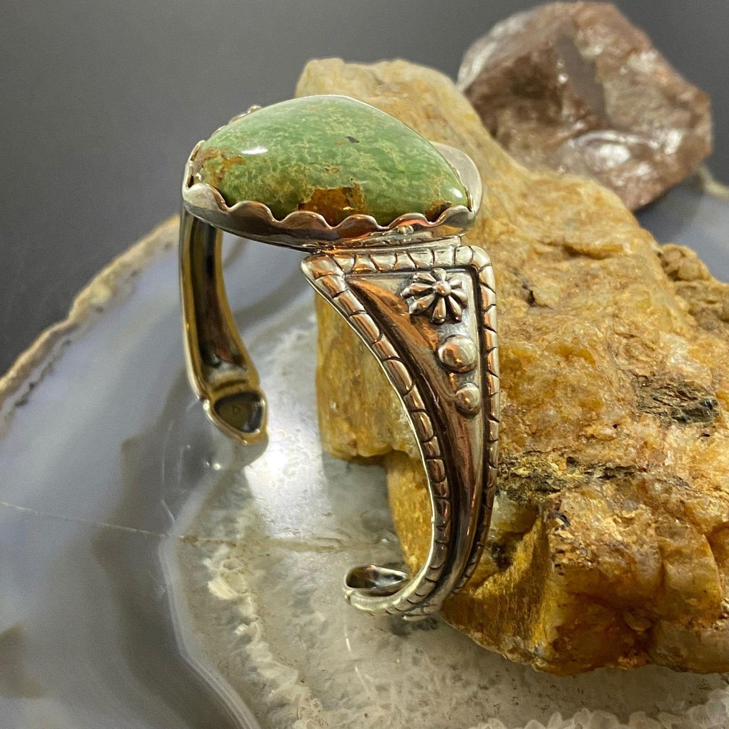 Carolyn Pollack Sterling Silver Shield Green Turquoise Decorated Bracelet For Women