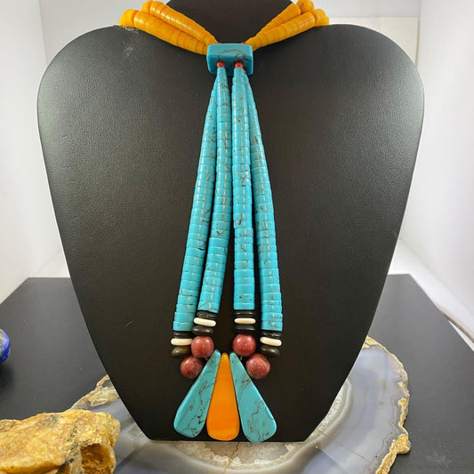 Vintage Native American Kewa Santo Domingo Pueblo Heishi Jacla Necklace
