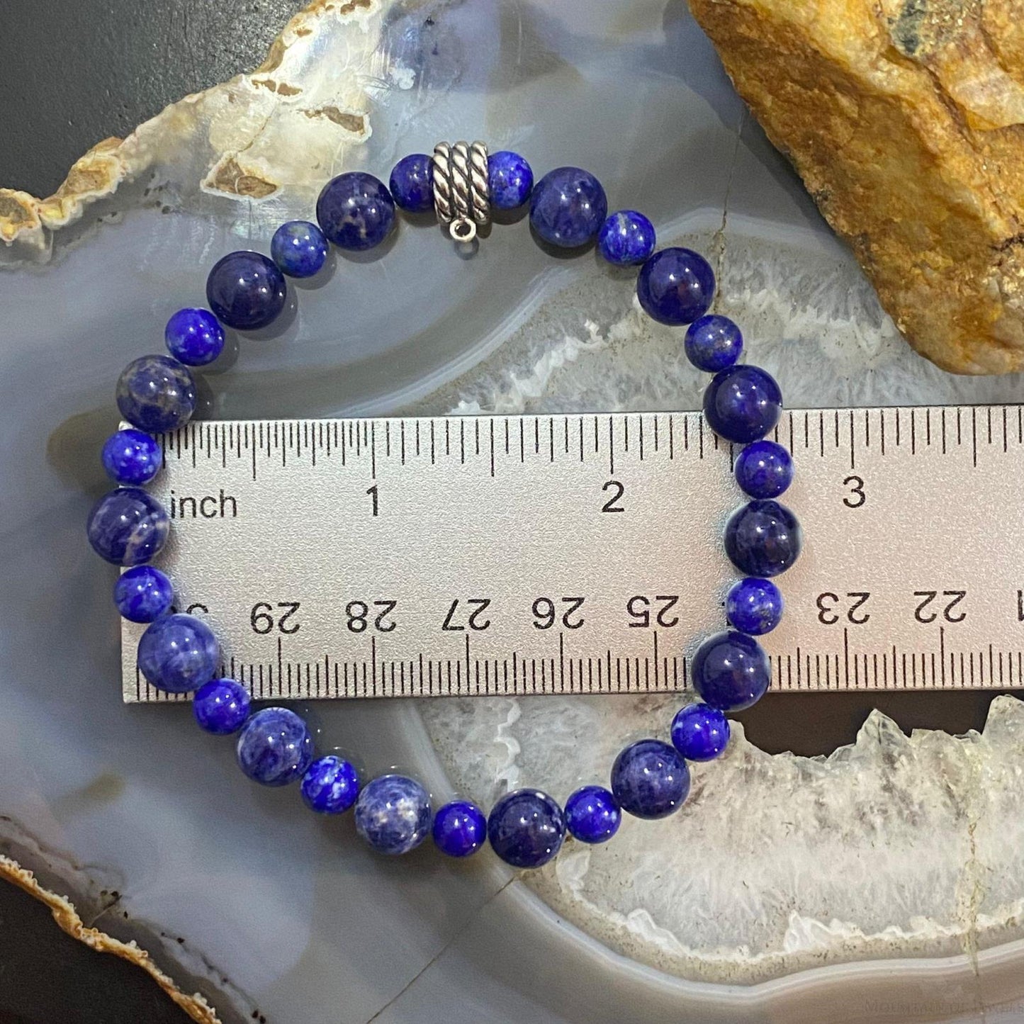 Carolyn Pollack Sterling Silver 1 Strand Sodalite Bead Stretch Bracelet For Women