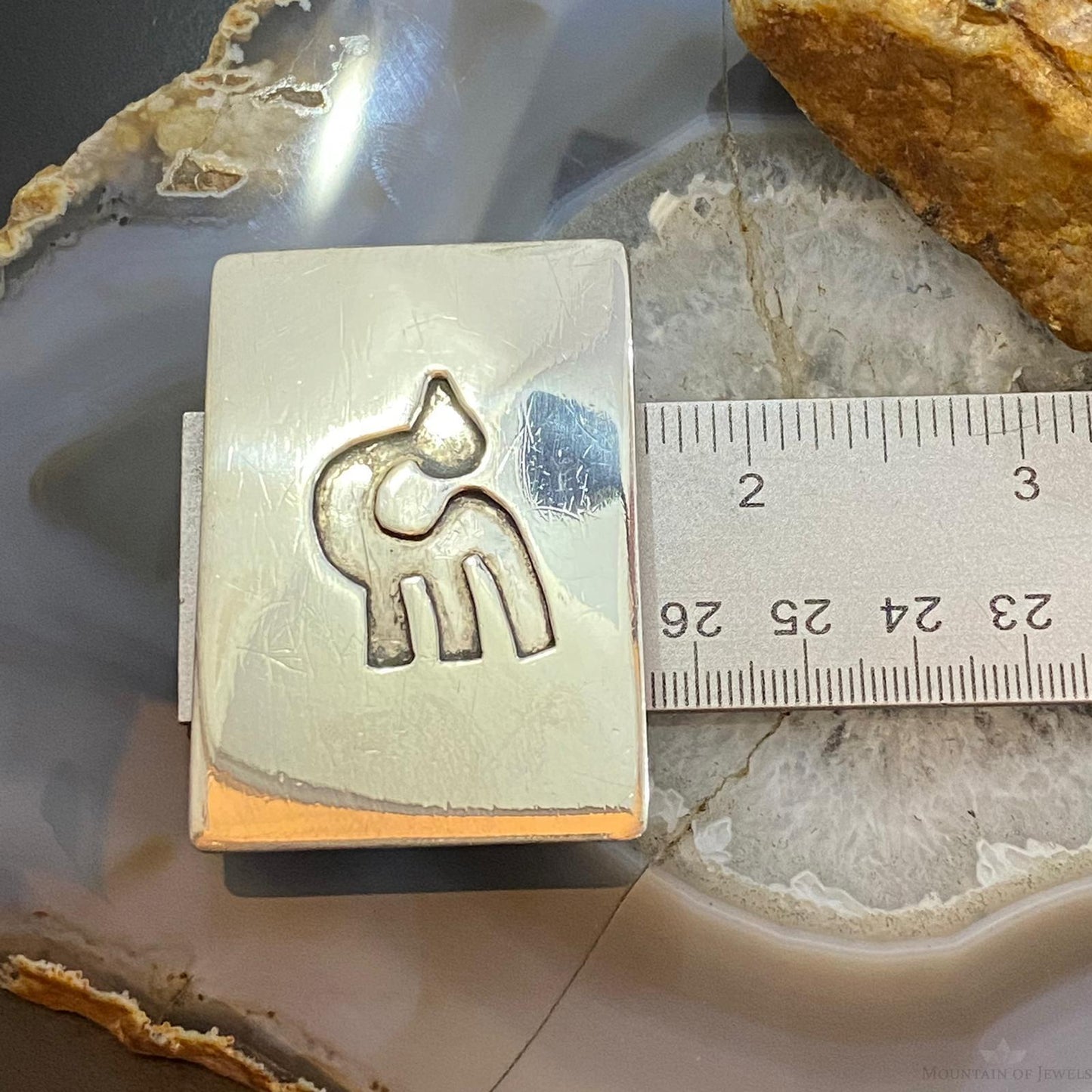 Vintage Native American Silver Overlay Dove Rectangle Unisex Belt Buckle