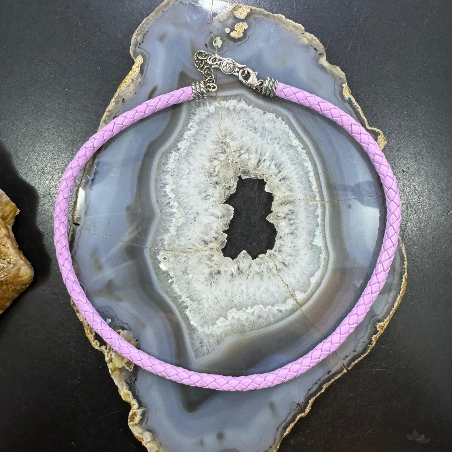 Carolyn Pollack Lilac Braided Leather Lobster Clasp Adjustable Unisex Necklace