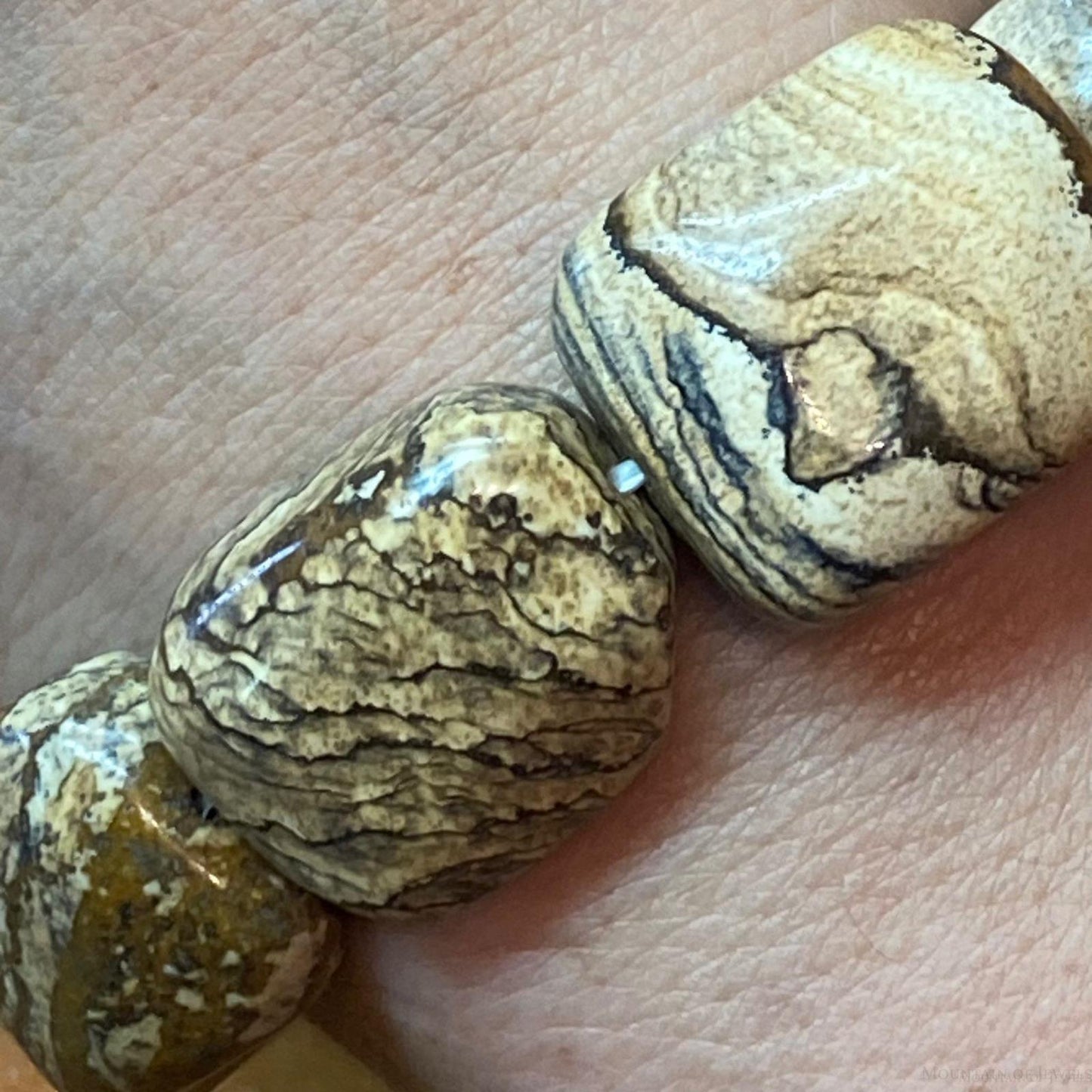 Carolyn Pollack Vintage 9 Chunky Picture Jasper Beads Stretch Bracelet For Women