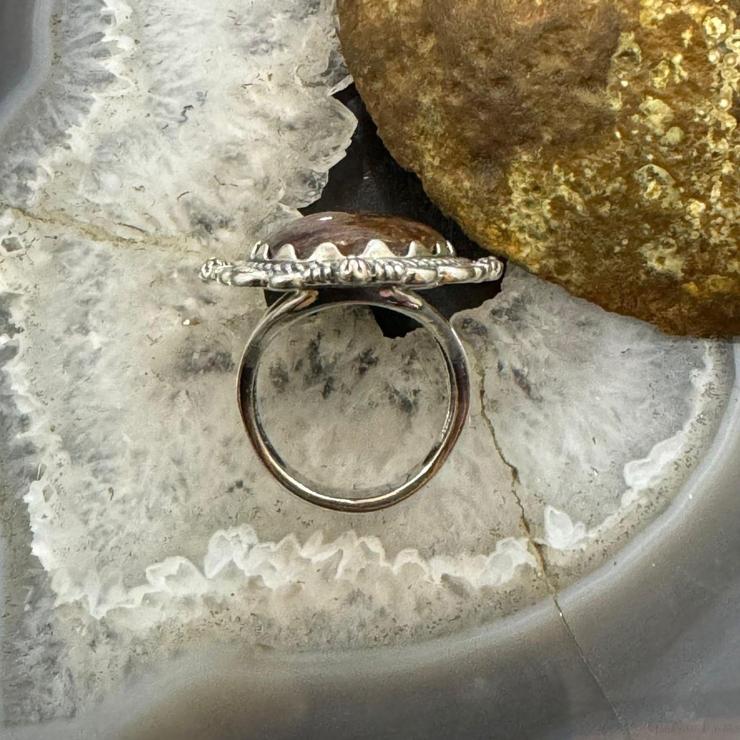 Carolyn Pollack Southwestern Style Sterling Silver Jasper Decorated Ring For Women