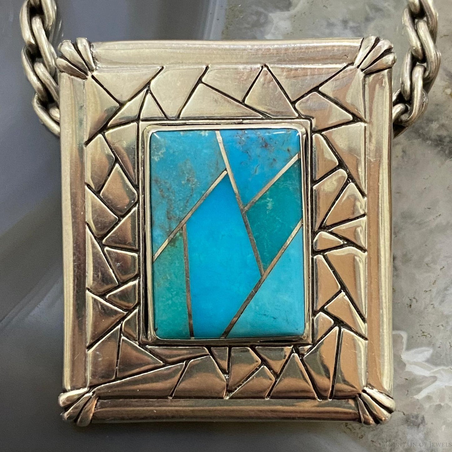 Carolyn Pollack Southwestern Style Sterling Silver Turquoise Inlay Pendant/Brooch For Women