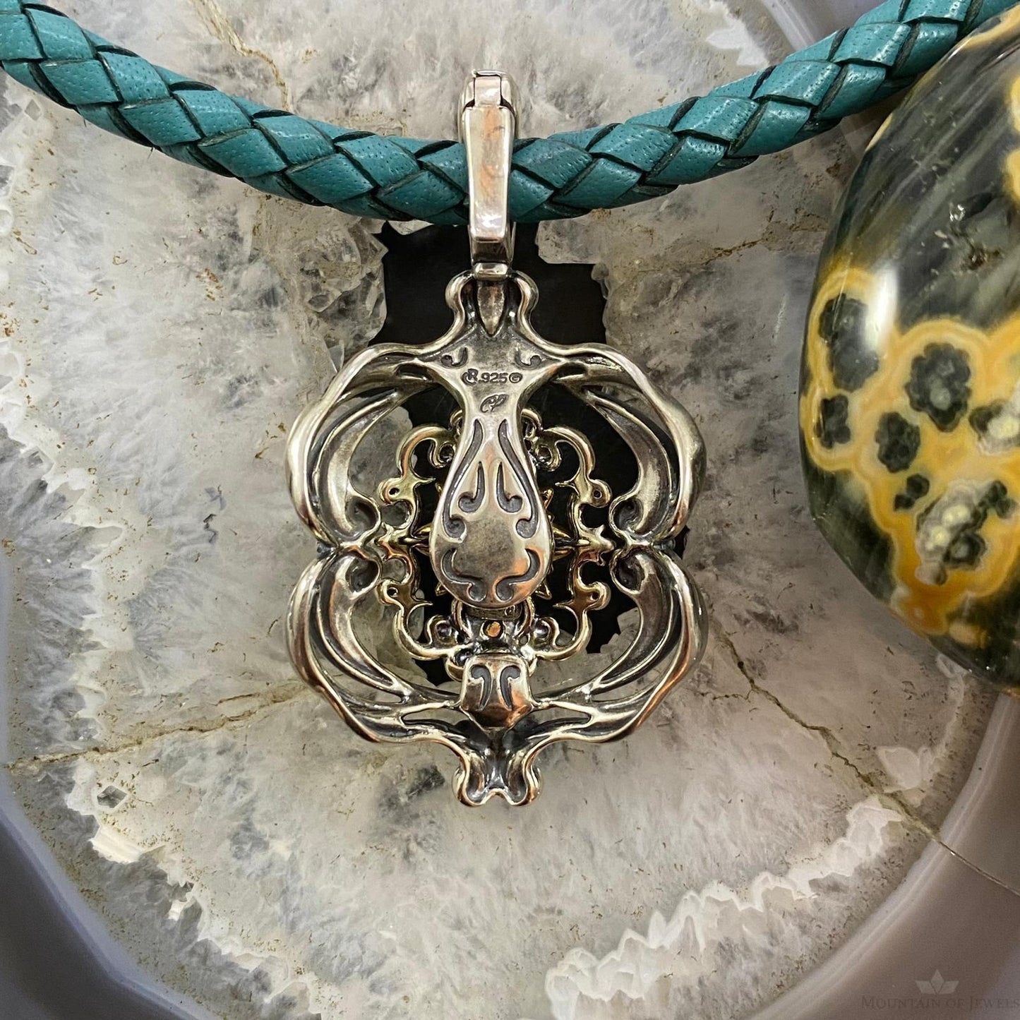 Carolyn Pollack Southwestern Style Sterling Silver & Brass Decorated Pendant For Women