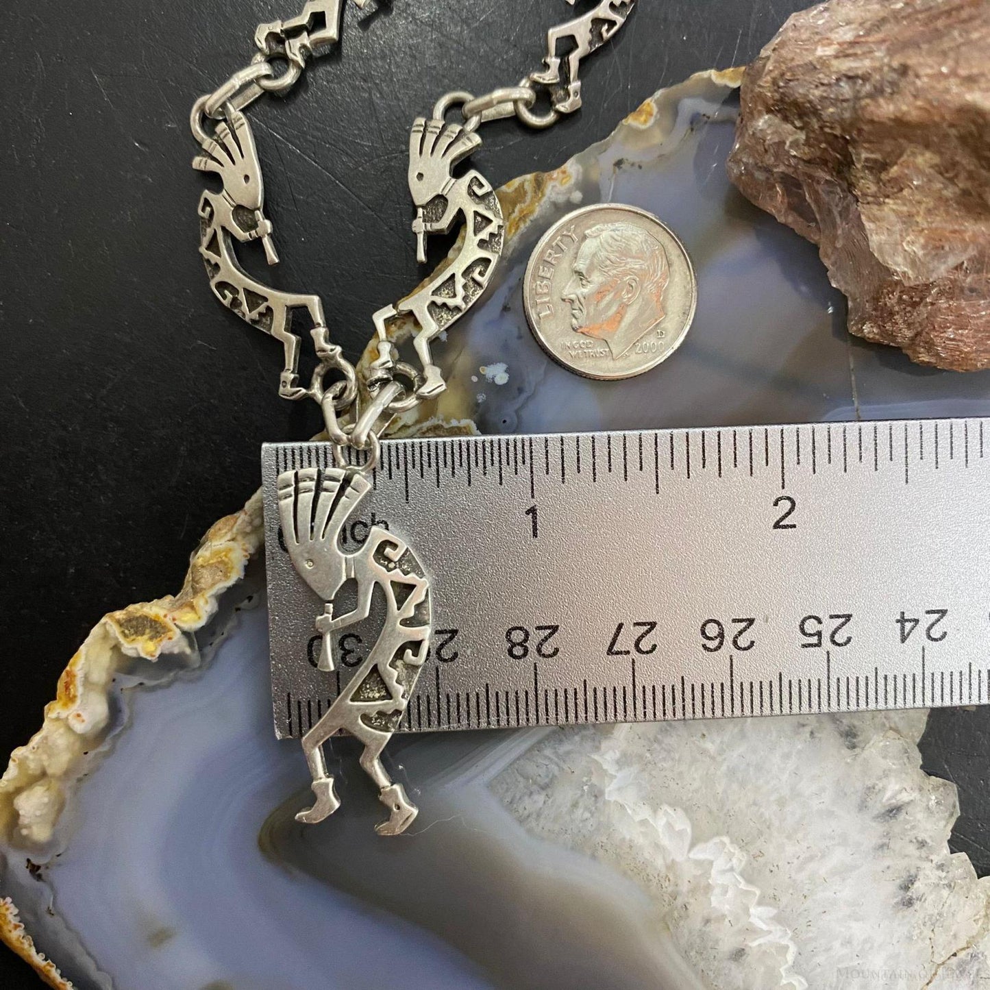 Vintage Native American Silver 5 Kokopelli Adjustable Necklace For Women