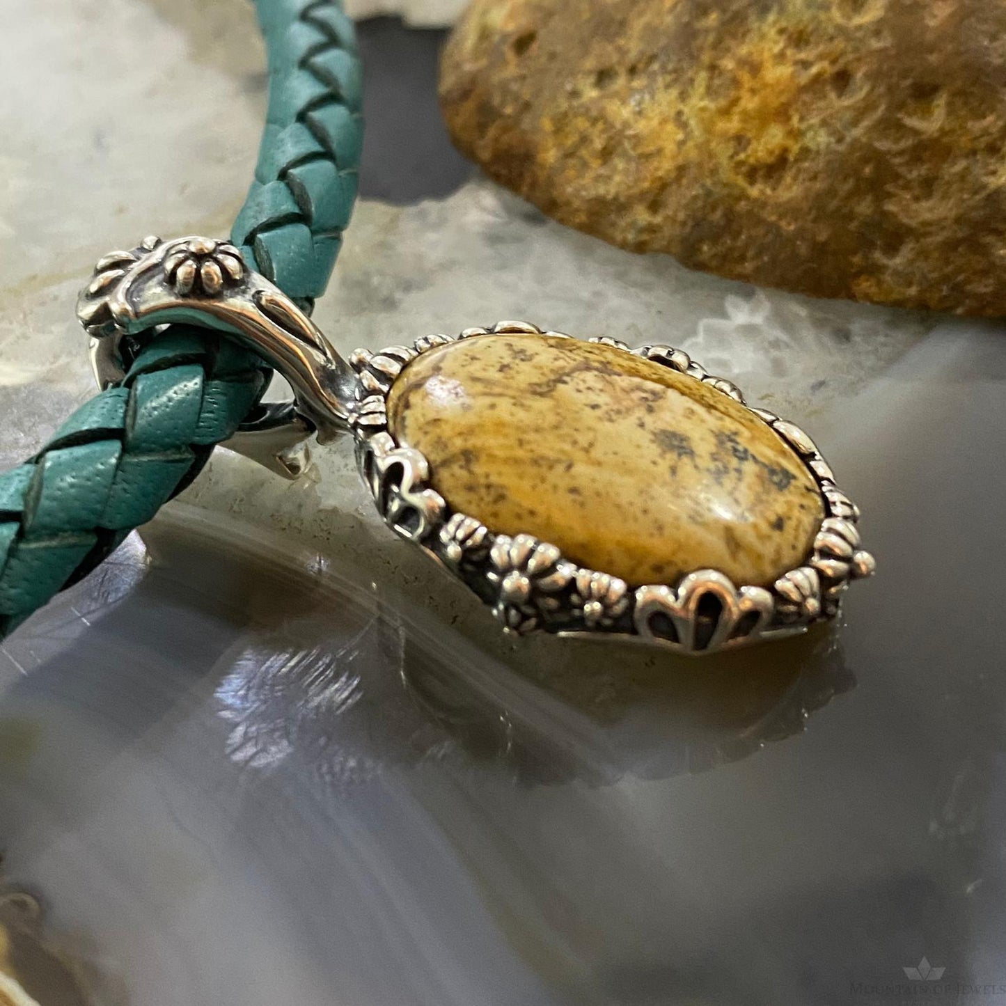 Carolyn Pollack Southwestern Style Sterling Silver Oval Picture Jasper Enhancer Pendant For Women