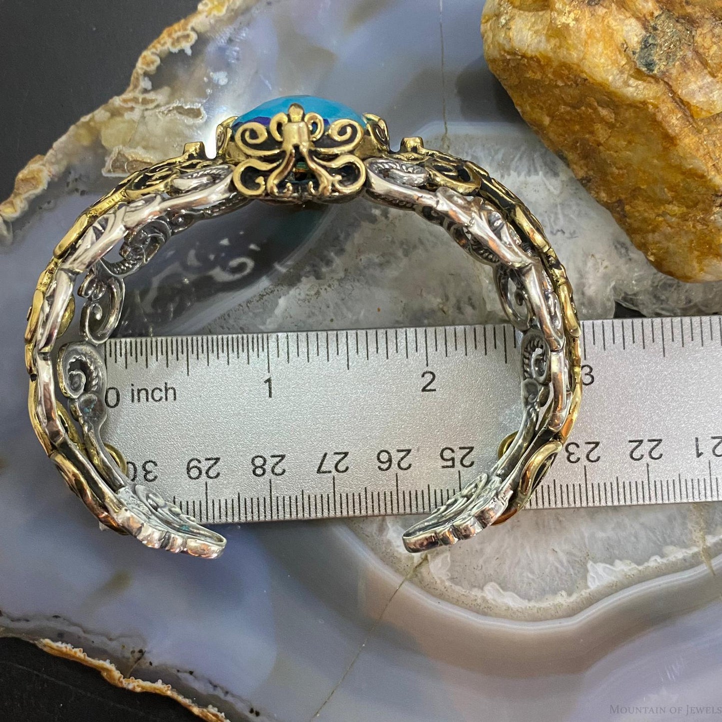 Carolyn Pollack Sterling Silver /Brass Faceted Blue Quartzite Doublet Tanzanite Bracelet