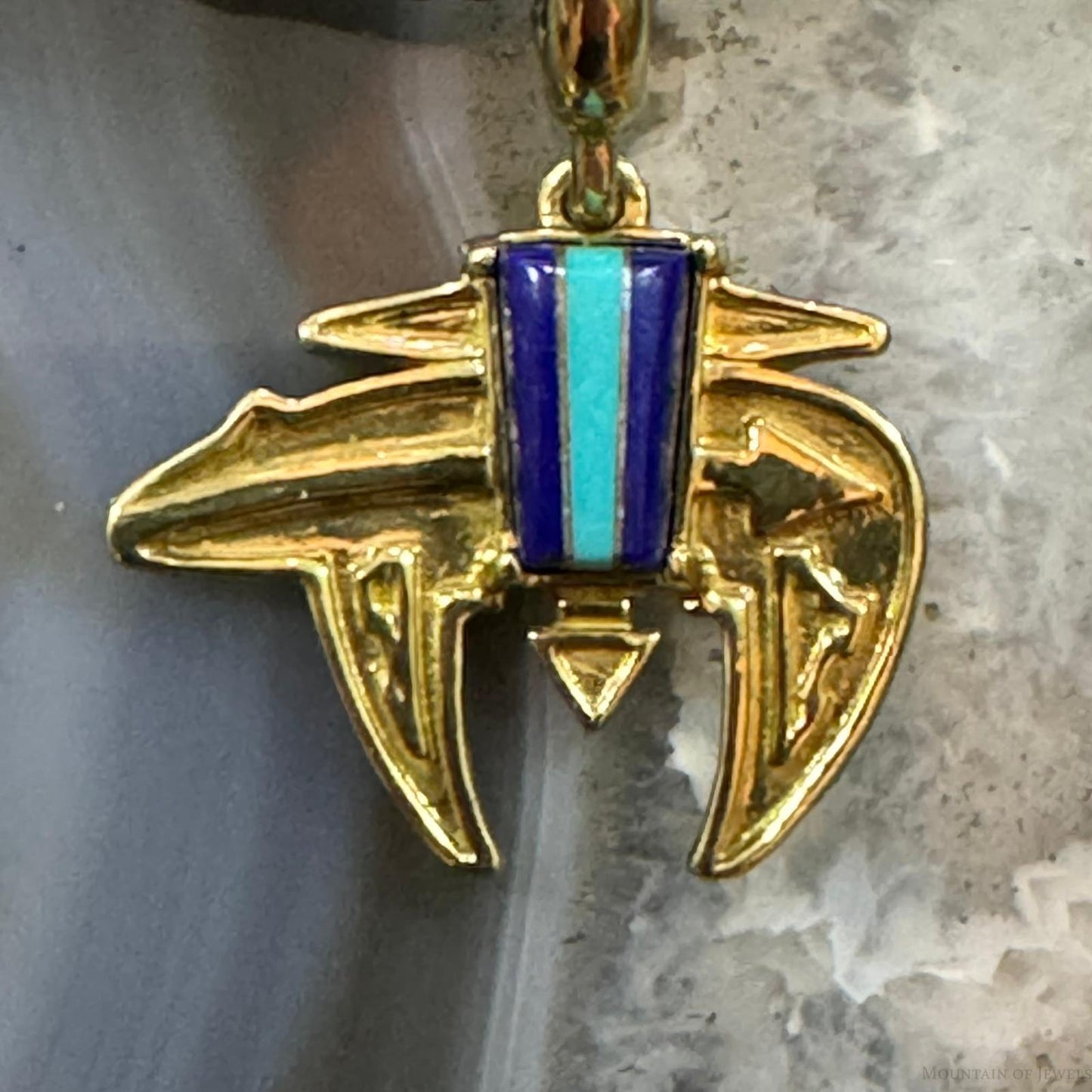 Carolyn Pollack Brass Multi Gemstone Inlay Fetish Bear Unisex Enhancer Pendant