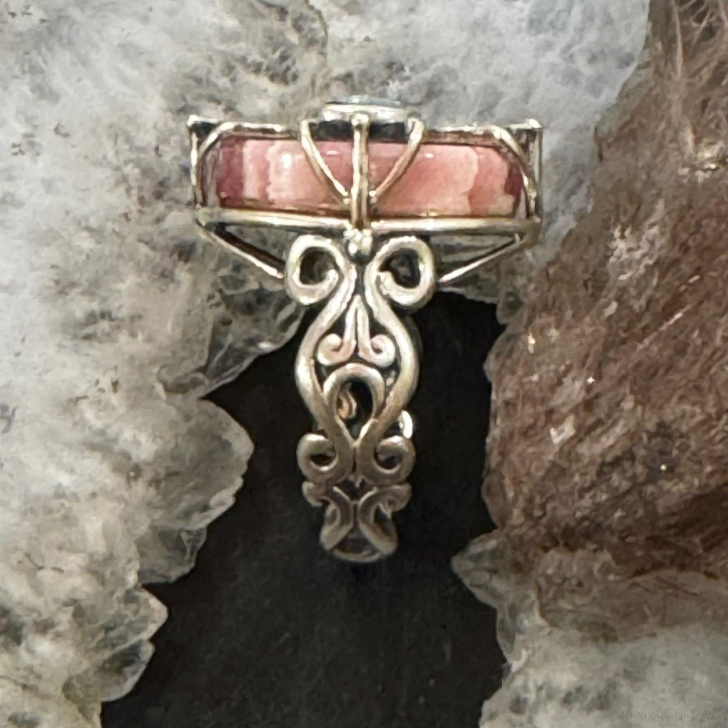 Carolyn Pollack Sterling Silver Rhodochrosite & Opal Ring Size 8.5 For Women