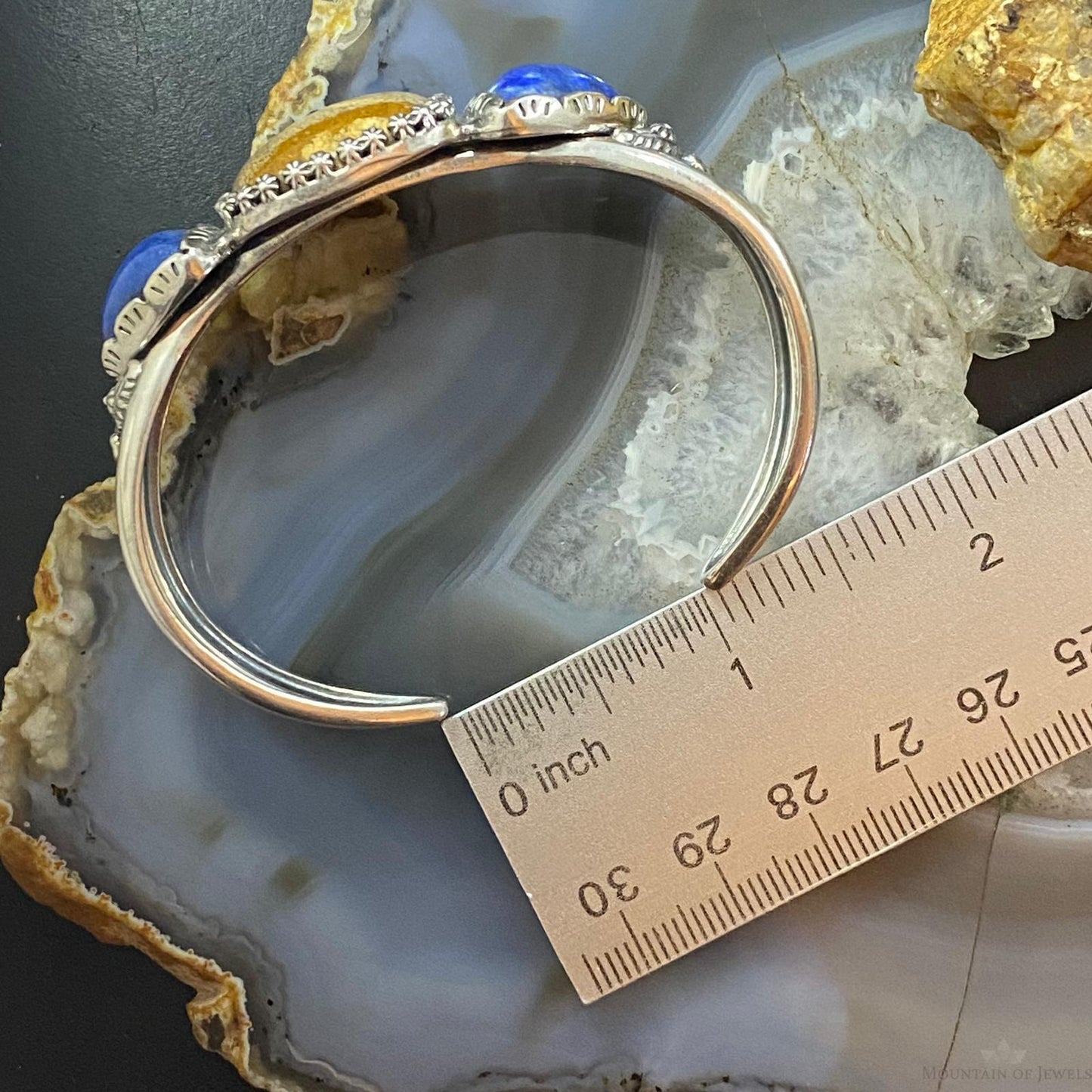 Carolyn Pollack Southwestern Style Sterling Silver Picture Jasper and Denim Lapis Bracelet For Women