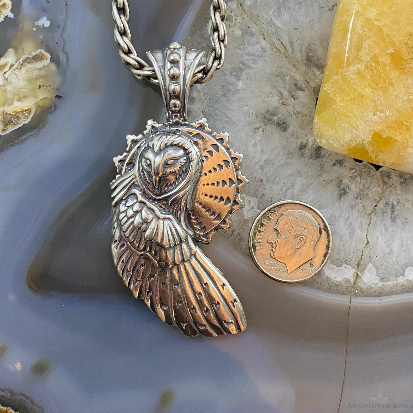 Carolyn Pollack Southwestern Style Sterling Silver Owl Enhancer Pendant For Women