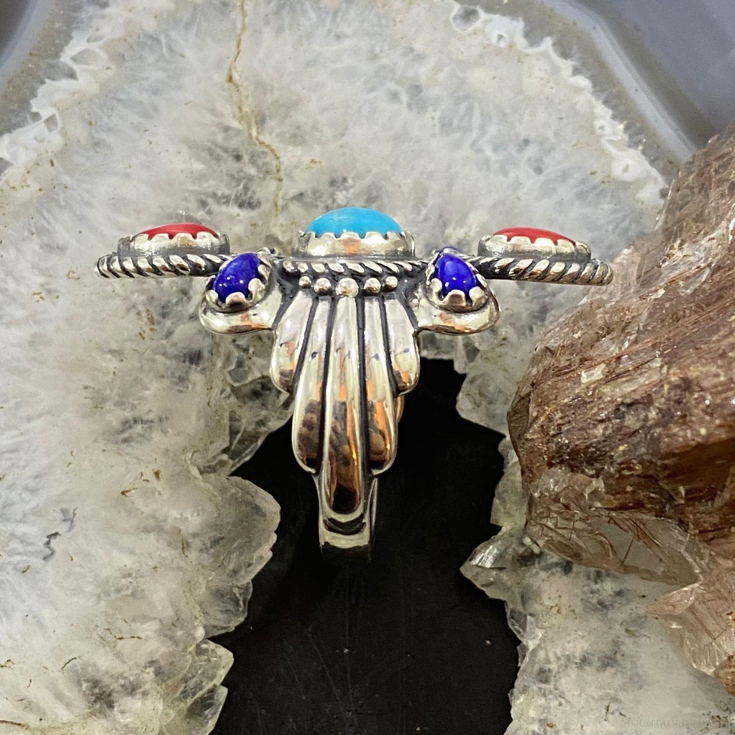 Carolyn Pollack Southwestern Style Sterling Silver Multi-gemstone Decorated Ring For Women Size 10 For Women