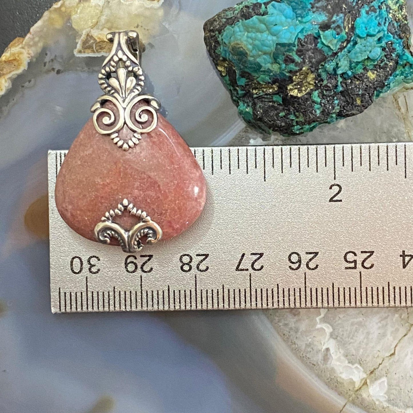 Carolyn Pollack Sterling Silver Decorated Rhodonite Enhancer Pendant For Women