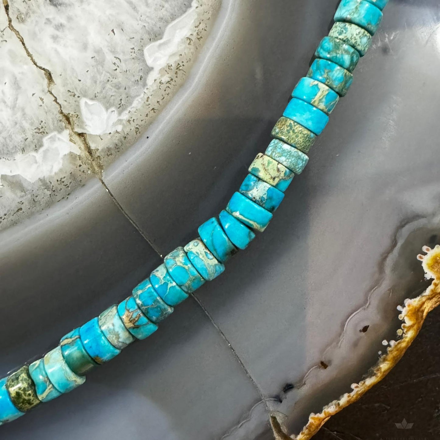 Native American Multi-color 5 mm Blue Turquoise Disc Bead 18" Necklace For Women