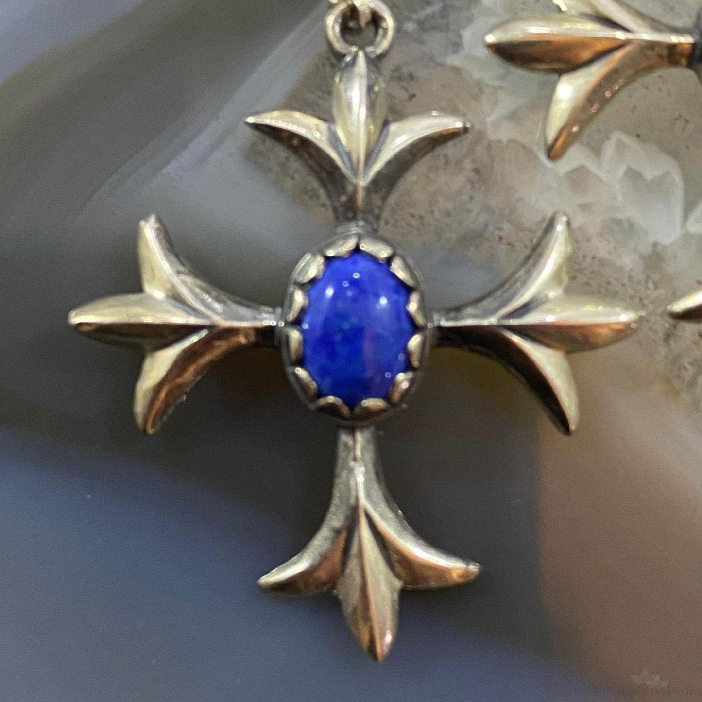 Carolyn Pollack Southwestern Style Sterling Silver Lapis Squash Blossom Dangle Earrings For Women