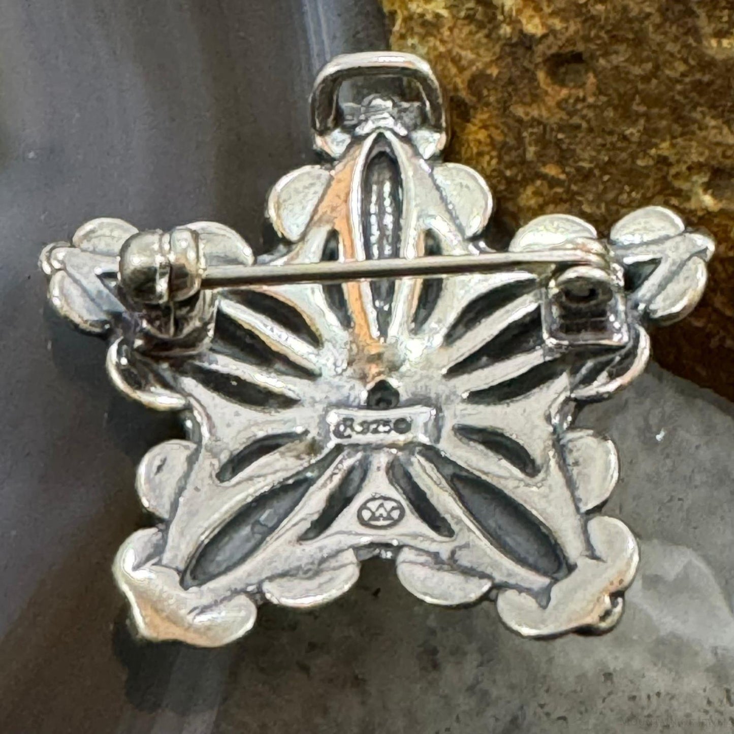 Carolyn Pollack Sterling Silver Engraved Decorated Star Unisex Pendant/Brooch
