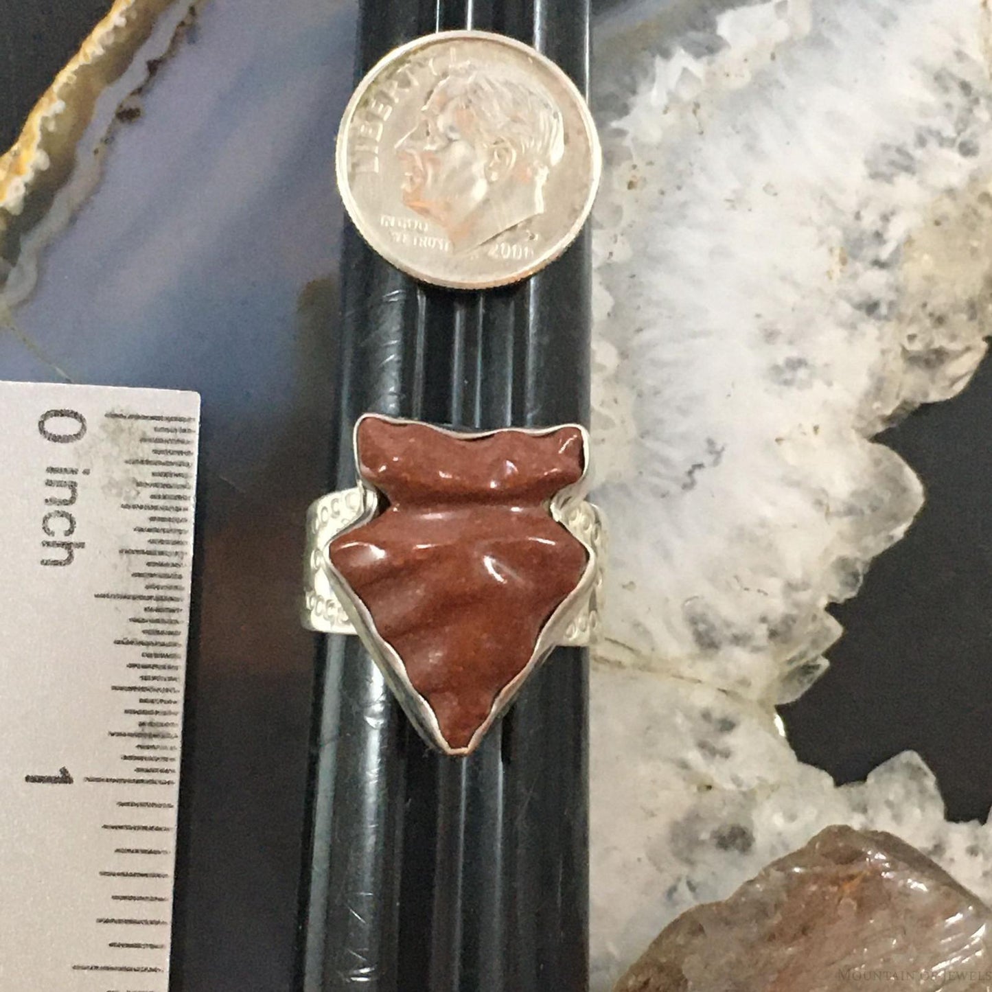 Carolyn Pollack Vintage Sterling Silver Pipestone Arrowhead Ring For Women