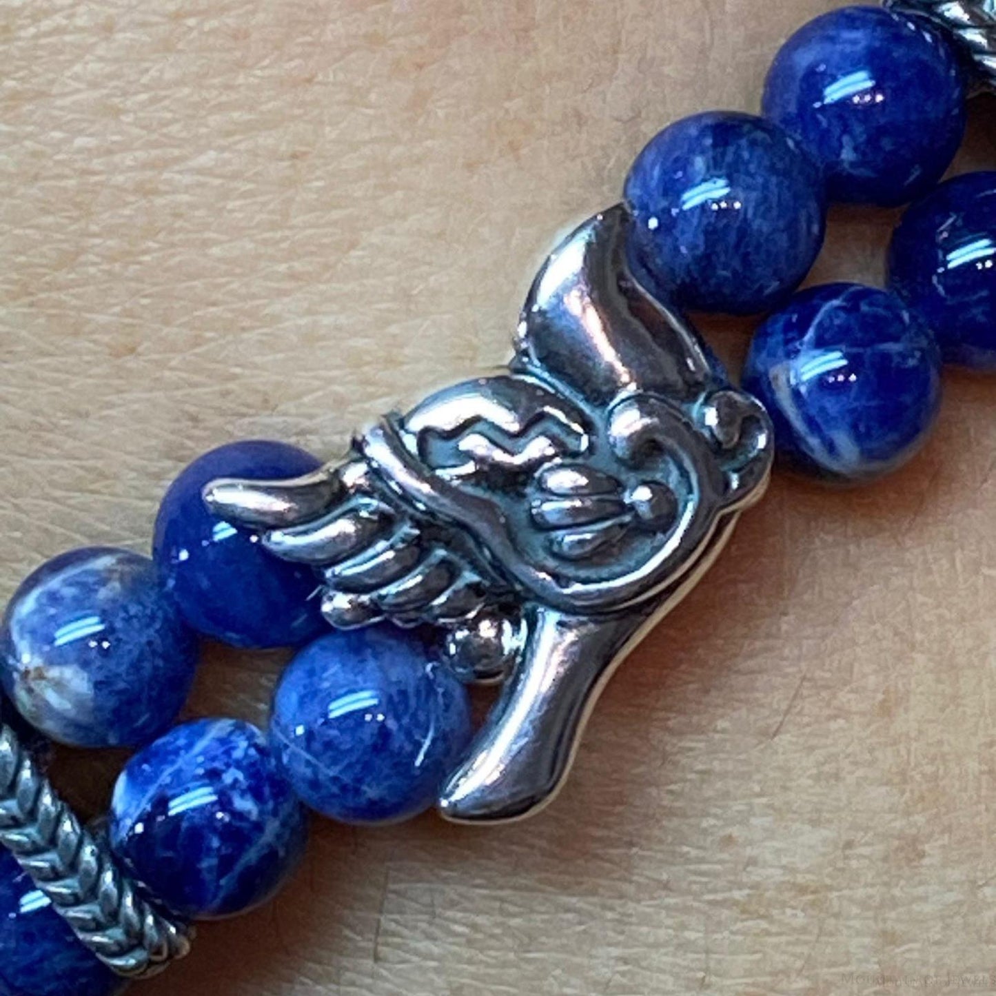 Carolyn Pollack Sterling Silver 2 Strand Sodalite Bead With Dove Stretch Bracelet For Women