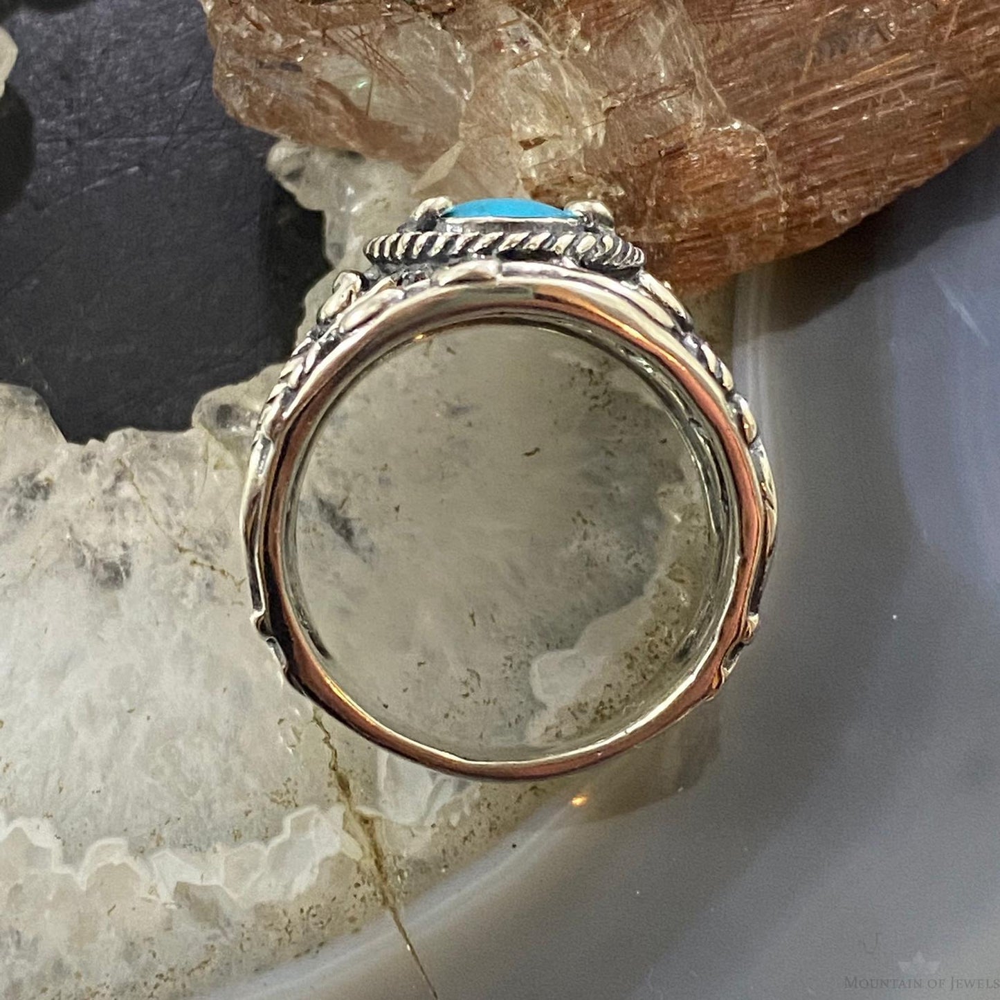 Carolyn Pollack Southwestern Style Sterling Silver Oval Turquoise Decorated Shield Ring Size 10.25 For Women