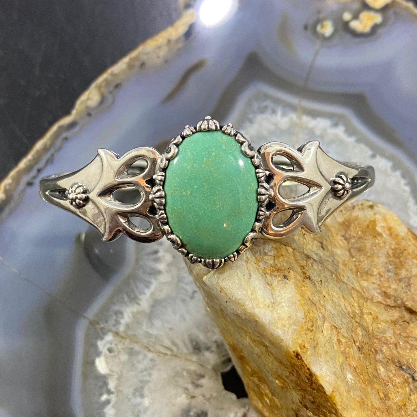 Carolyn Pollack Sterling Silver Oval Turquoise Decorated Bracelet For Women
