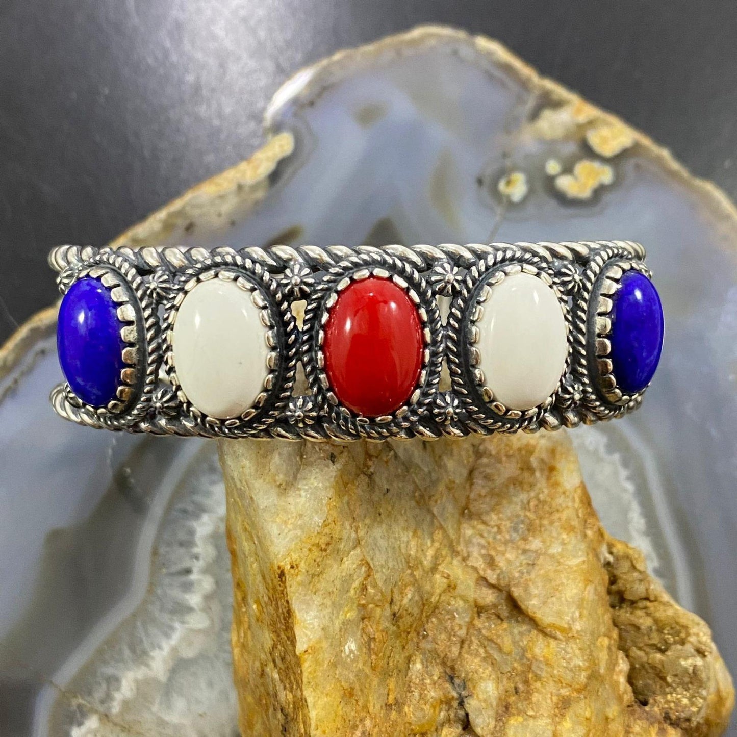 Carolyn Pollack Vintage Southwestern Style Sterling Silver Multi Stones Bracelet For Women