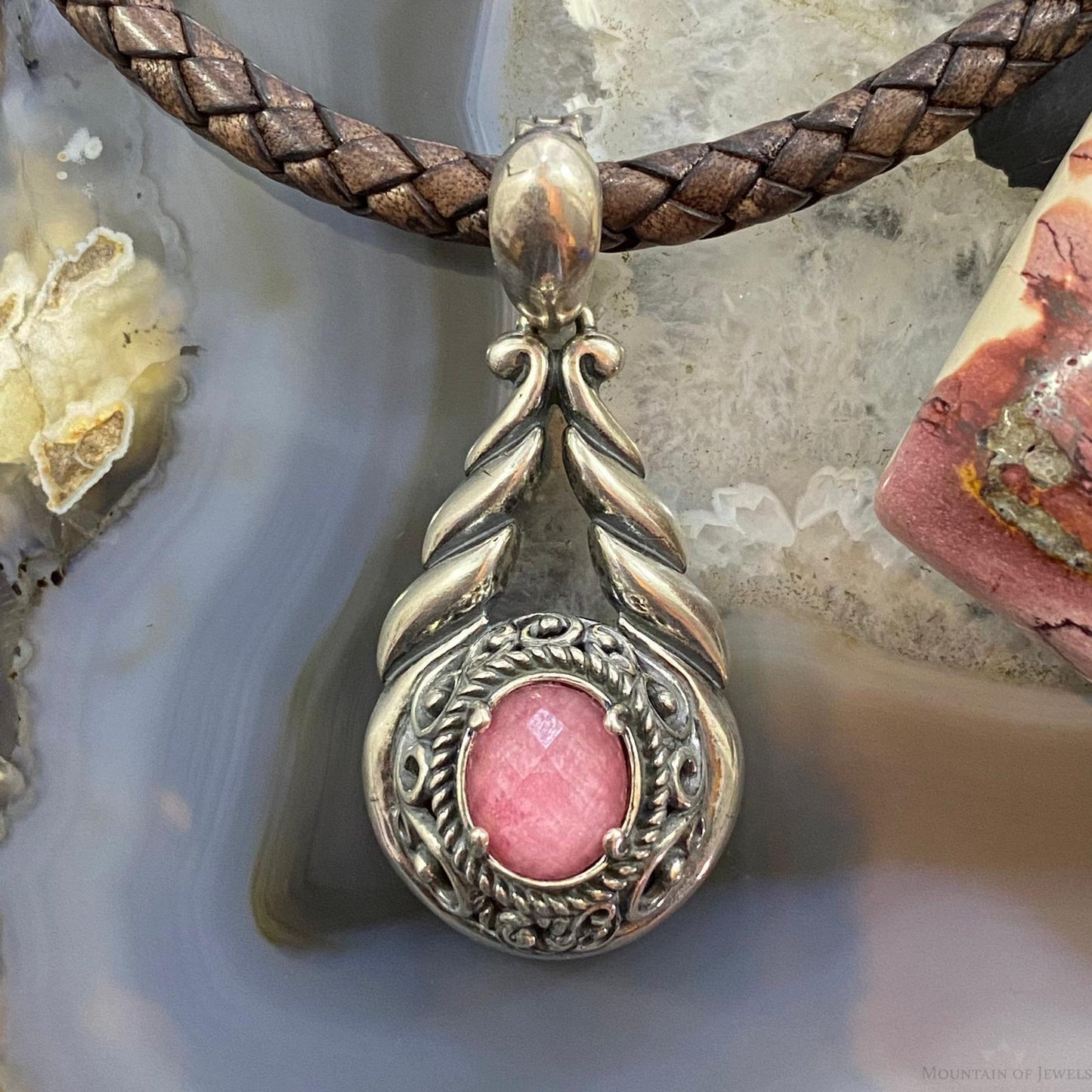 Carolyn Pollack Sterling Silver Rhodonite Doublet Decorated Enhancer Pendant For Women