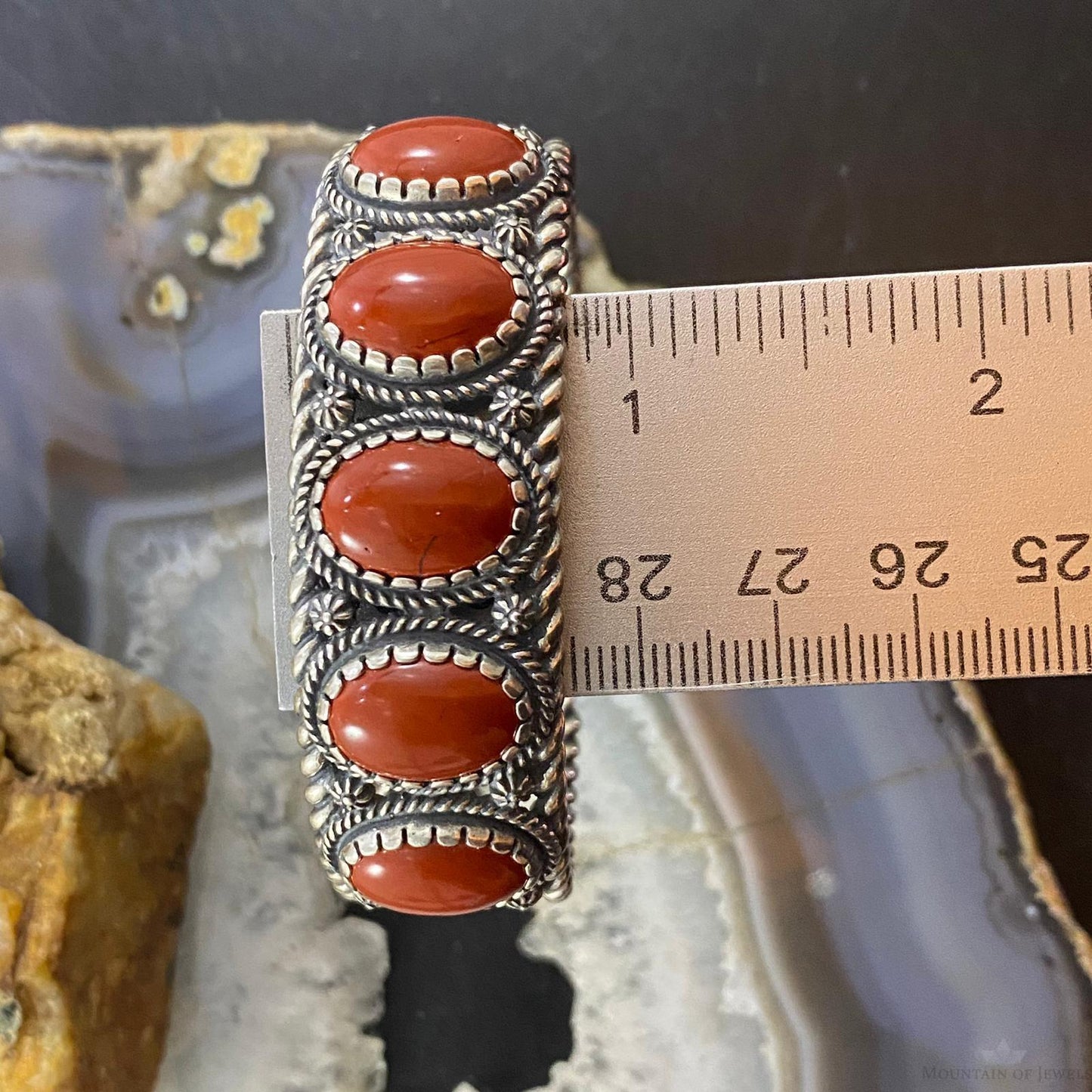 Carolyn Pollack Southwestern Style Sterling Silver Red Jasper Row Bracelet For Women