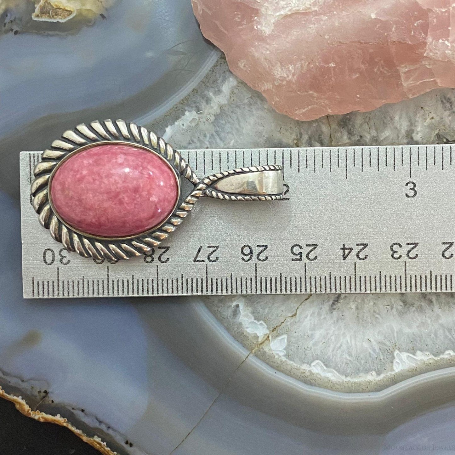 Carolyn Pollack Southwestern Style Sterling Silver Pink Rhodonite Rope Enhancer Pendant For Women