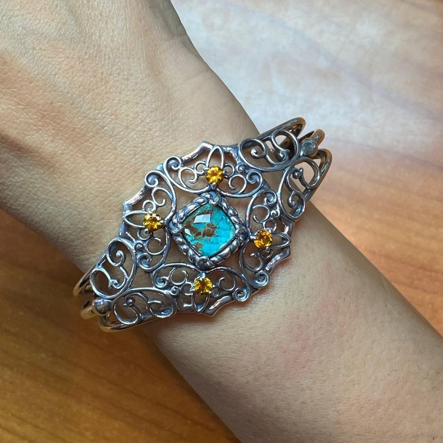 Carolyn Pollack Sterling Silver Multi Gemstone Doublet Decorated Bracelet For Women