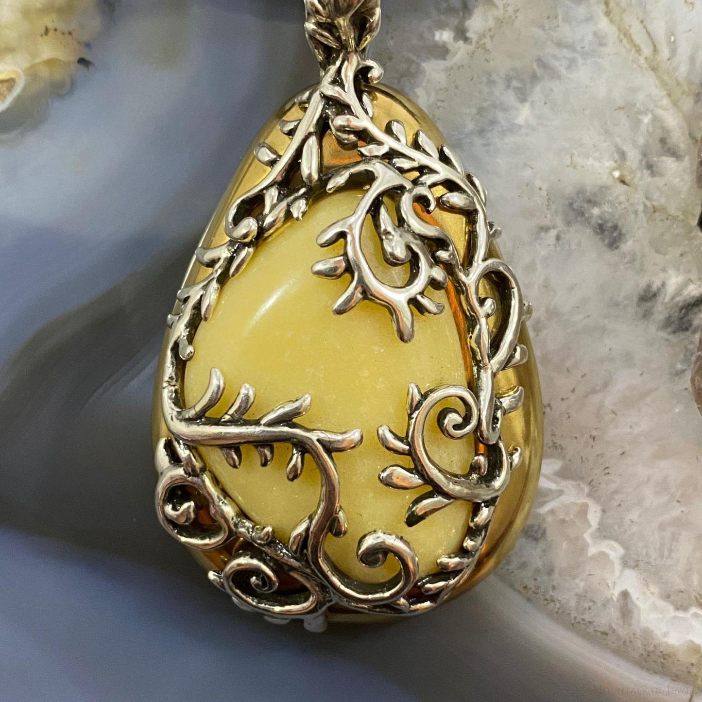 Carolyn Pollack Sterling Silver & Brass Yellow Jasper Enhancer Pendant For Women