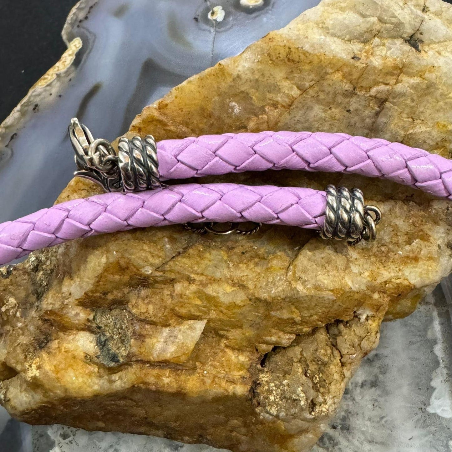 Carolyn Pollack Lilac Braided Leather Lobster Clasp Adjustable Unisex Necklace