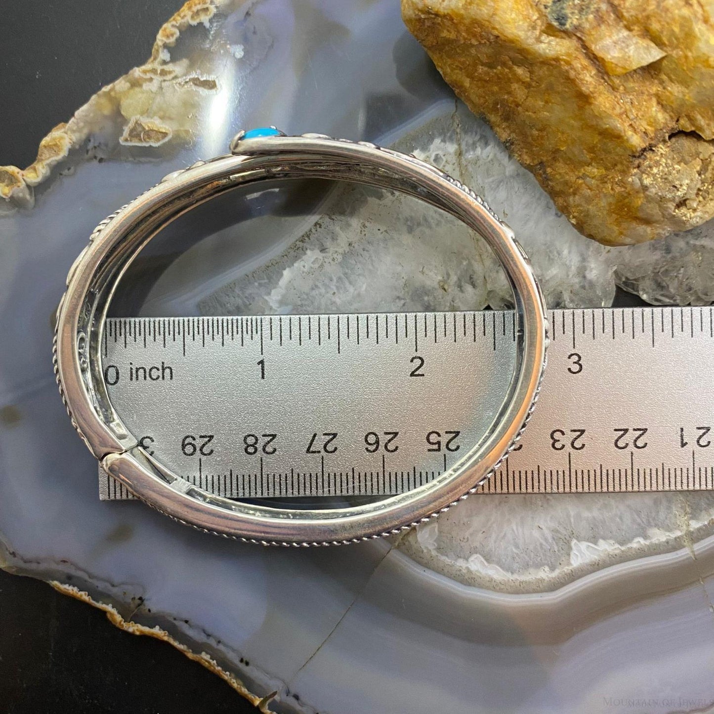 Carolyn Pollack Sterling Silver 4 Sleeping Beauty Turquoise Decorated Hinged Bracelet For Women