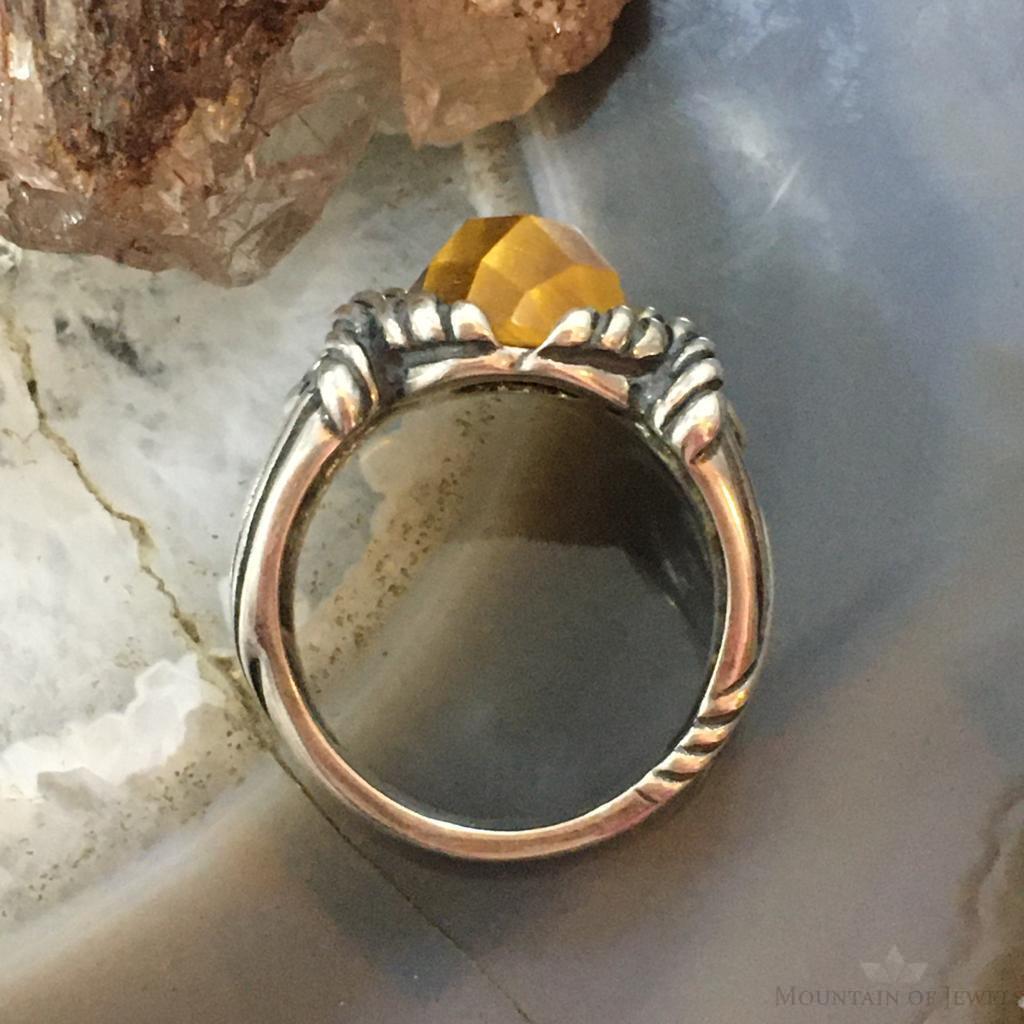 Carolyn Pollack Sterling Silver Oval Faceted Tiger Eye Ring Size 8.25 For Women